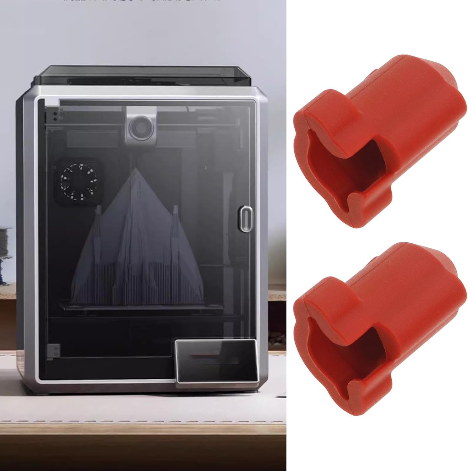 VGOL 5Pcs 3D Printer Extruder Hot End Silicone Sleeve 3D Printer Extruder Silicone Protective Cover Compatible with Creality K1 K1 MAX 3D Printers, Red - Red image number 6