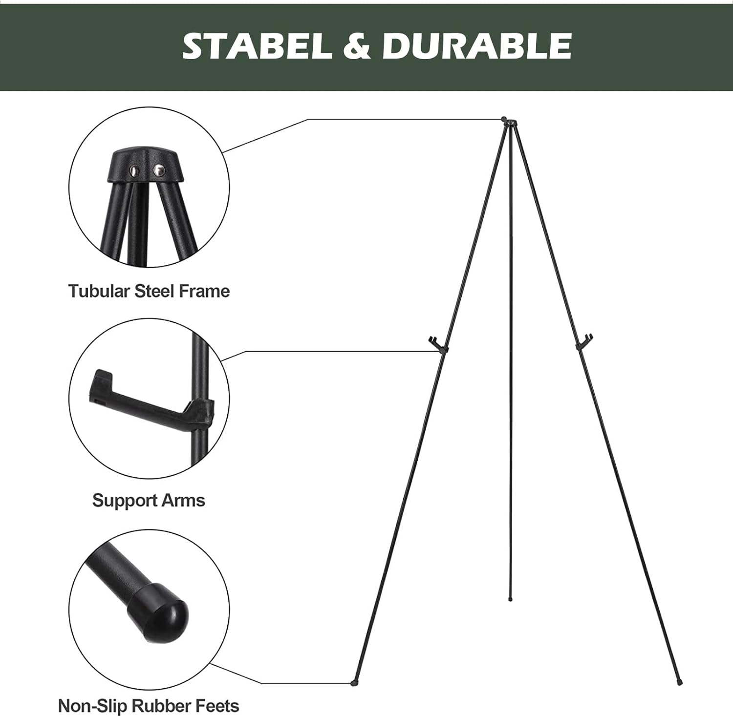 Easel Stand for Display Wedding Sign & Poster, 63'' Foldable Artist Easel for Wedding Banner, Painting Canvas, Poster, Adjustable Metal Easel with Portable Bag image number 2