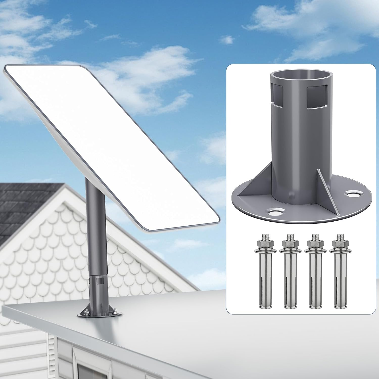Luxisync Starlink Gen 2 Fixed Base, Stainless Steel Pipe Adapter, Mounting Kit for Starlink Gen 2 Receiver, Wi-Fi Satellite Internet Kit - Dark Gray image number 6
