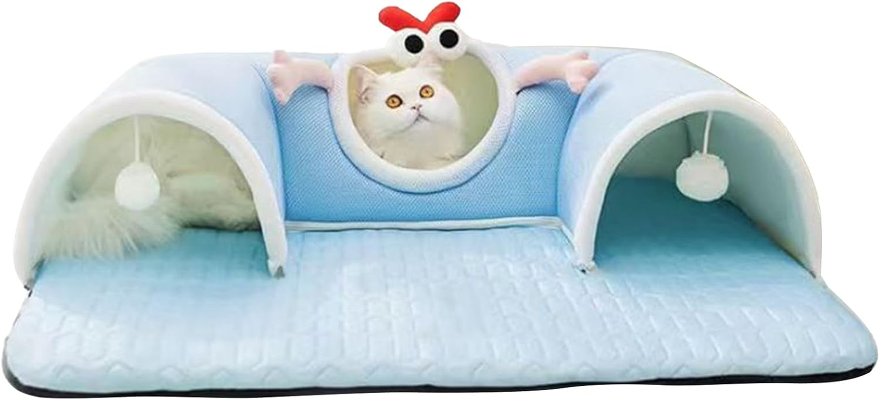Cat Tunnel Bed,Large Cat Bed Cave with Tunnel | Breathable Nest Interactive Toys for Kitten Puppy Sleeping Boredom Sleeping Indoor Apartment Enrichment Winter Summer