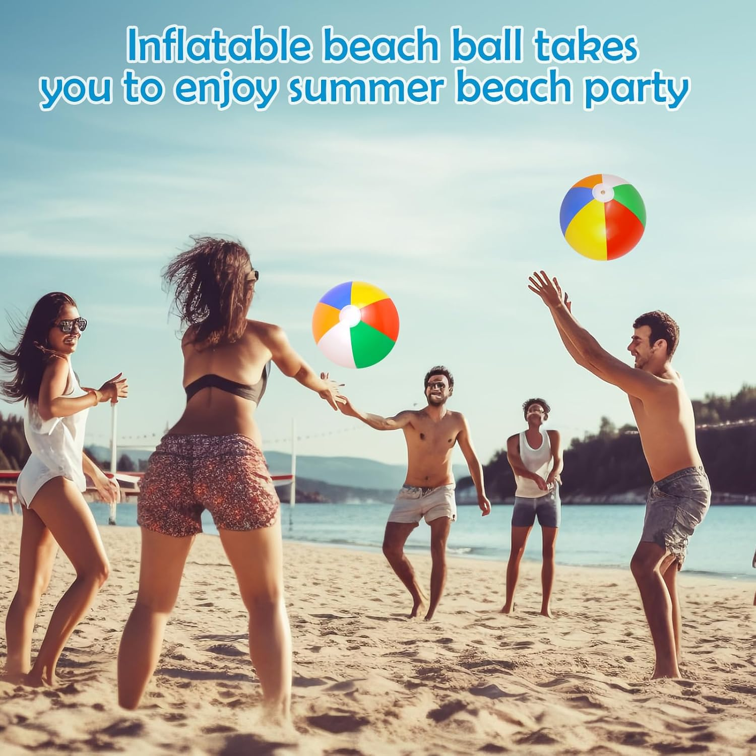 PEAKTOP 4 X 50 Cm Inflatable Water Balls, 33 Cm after Inflation, Colourful Water Balls, Adult Children Beach Ball, Water Ball, Inflatable Ball for Beach Party, Summer Activities, Outdoor Swimming image number 3