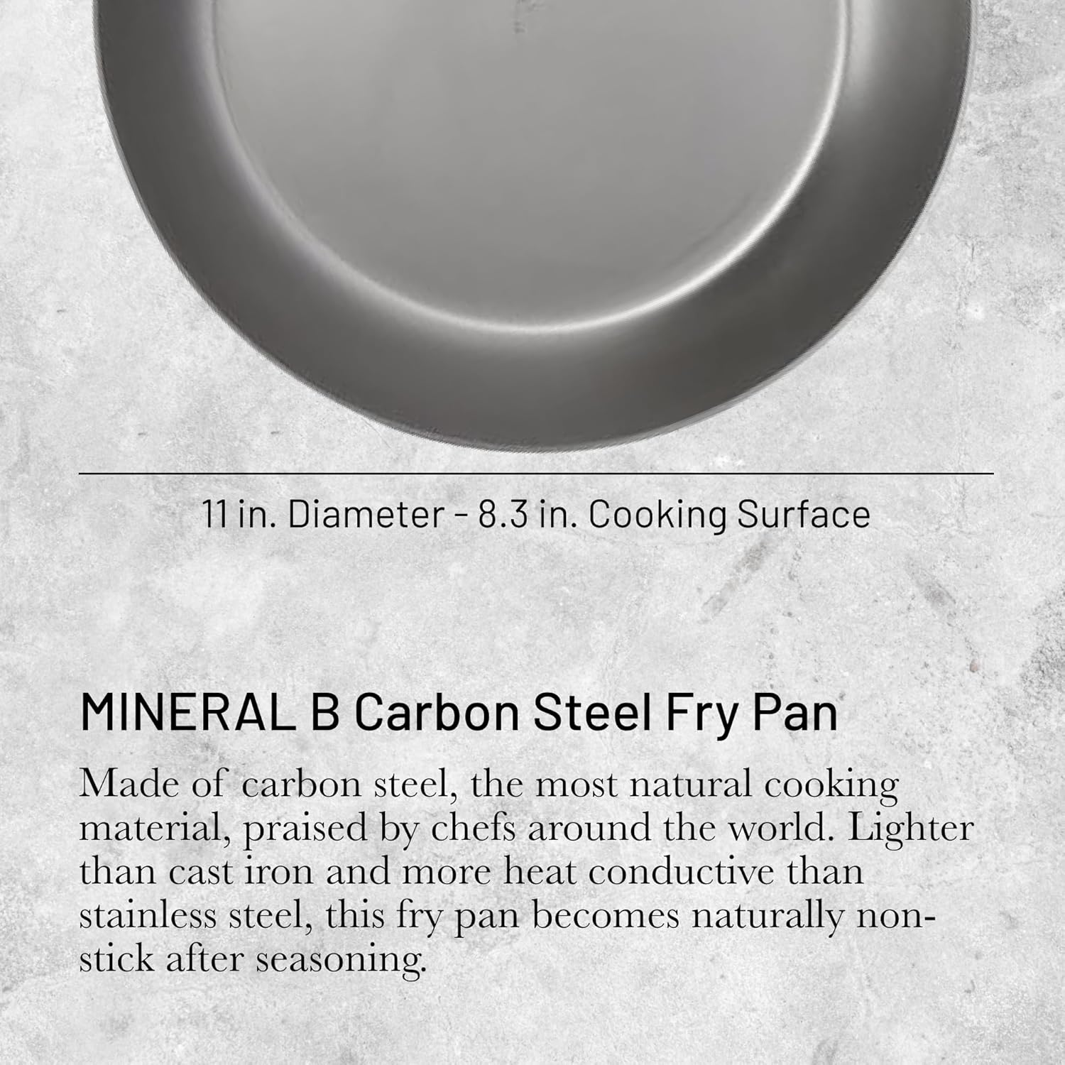 De Buyer Mineral B Pro Carbon Steel Fry Pan - 11&rdquo; Diameter, 8.3&rdquo; Cooking Surface - Ideal for Searing, Sauteing & Reheating - PFAS, PFOA & PFOS Free - Made in France image number 1
