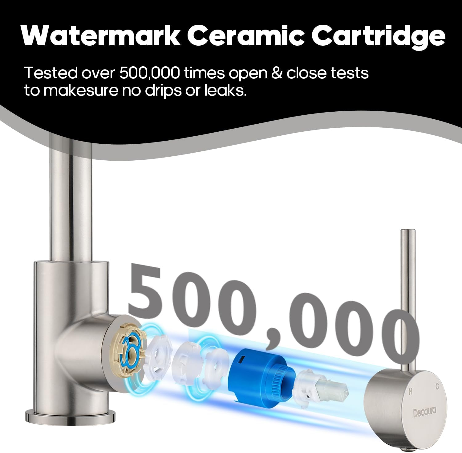 Decaura Lead-Free Bathroom Basin Mixer Tap with Swivel Spout, Stainless Steel RV Faucet, WELS Bar Tap (Brushed Nickel) - Chrome image number 3