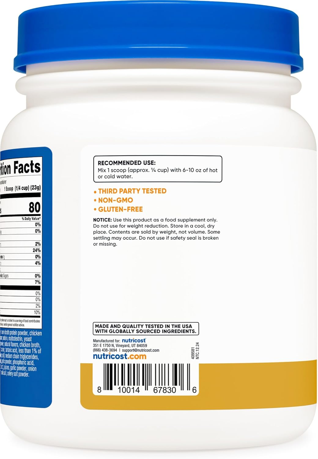 Nutricost Chicken Bone Broth Protein Powder (Chicken Soup Flavored, 20 Servings) image number 3