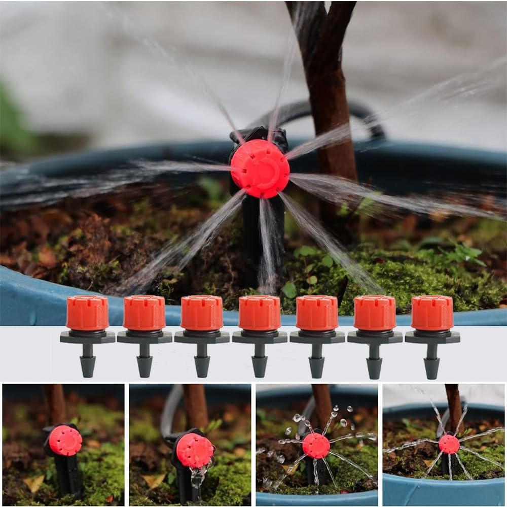 Garden Drip Irrigation Sprinklers Adjustable Irrigation Sprinklers, 100Pcs Adjustable Irrigation Drippers Sprinklers, Irrigation Micro Flow Dripper Drip Head Garden Hose Sprinklers Emitter Drippers image number 4