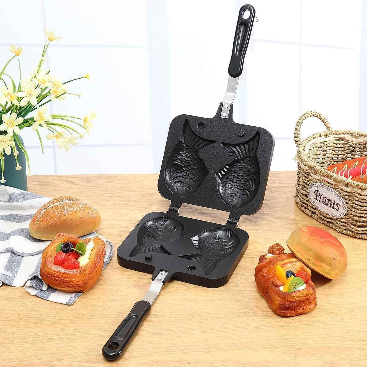 Yeshine Taiyaki Fish Shaped Bakeware, Nonstick Waffle Cake Maker Pan, Double Fish Shaped Food Fryer, Pancake Tools