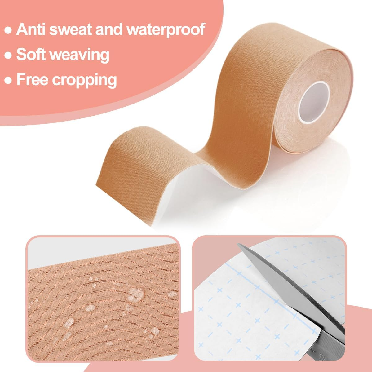 Boob Tape 2 & 3 Inch Boobtape Boobytape for Breast Lift,1 Roll 16 Ft Booby Tape for Bob Lift with 2 Pairs Breast round Adhesive Bra