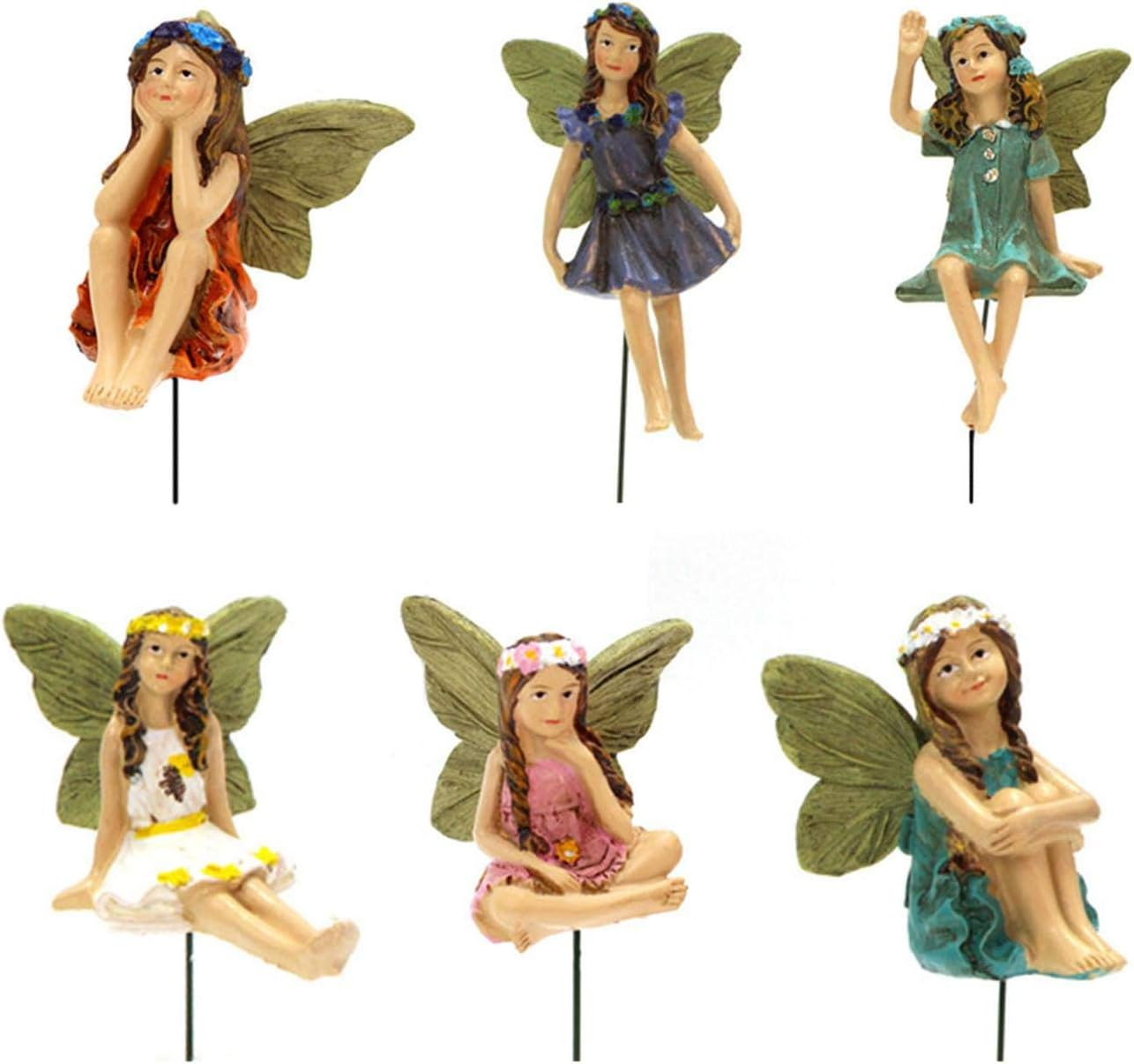 Miniature Fairies Figurines, 6 Fairy Statues, Fairy Garden Accessories, Resin Colorful Cake Decoration Statue for Outdoor Garden Yard Home Decor image number 2