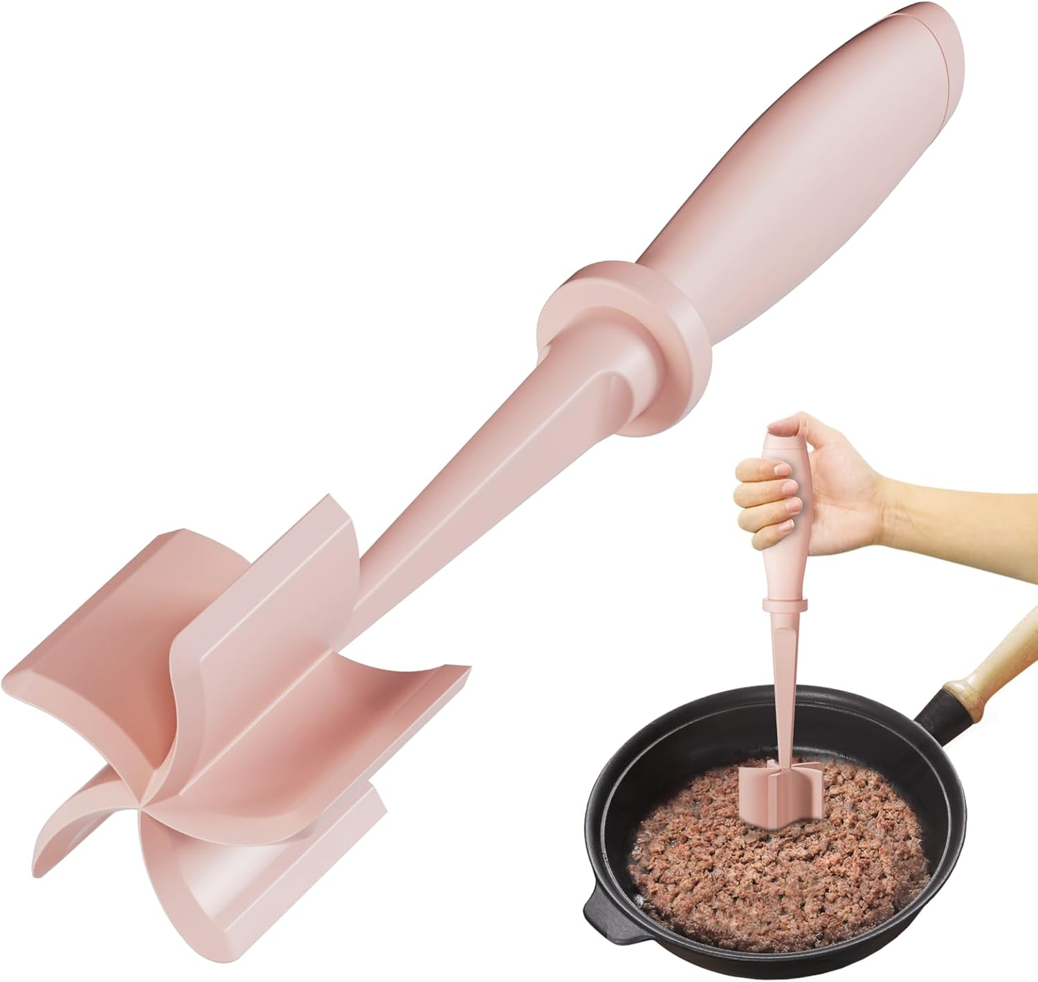 2Pack Meat Chopper, Heat Resistant Meat Masher for Hamburger Meat, Ground Beef Smasher, Nylon Hamburger Chopper Utensil, Meat Ground, Non Stick Mix Chopper Mix and Chop, Meat Masher Tool Gift（Aqua）