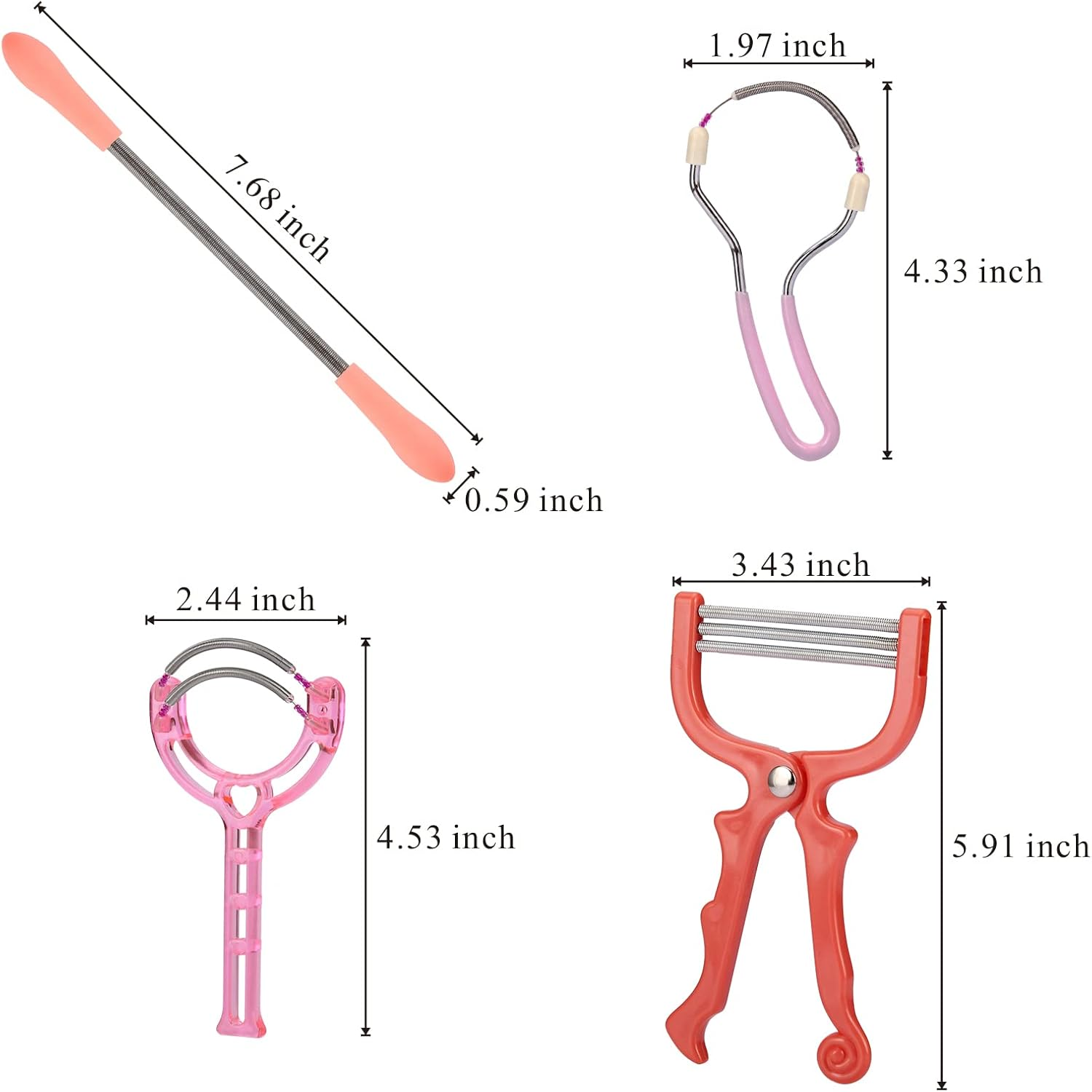 Spring Hair Remover - 4 Pack Stainless Steel Spring Epilator - Facial Hair Remover for Women Face, Chin Hair, Upper Lip Hair, Women Mustache - Red image number 3