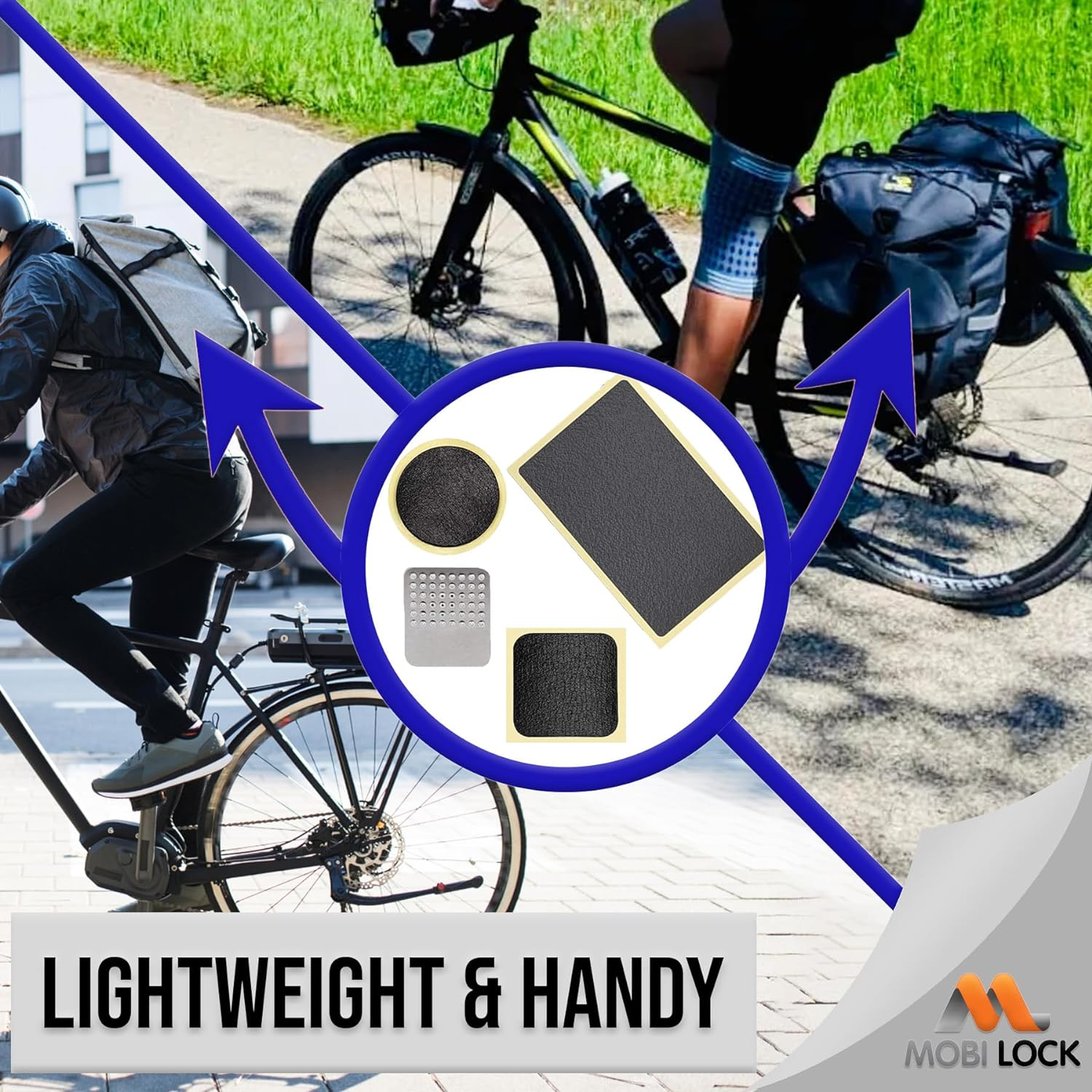 6Pcs Self-Adhesive Bicycle Tire Inner Tube Patch Repair Kit - Glueless Bike Tube Patches in Round, Square, and Rectangle Shape with Metal Rasp - by Mobi Lock image number 2