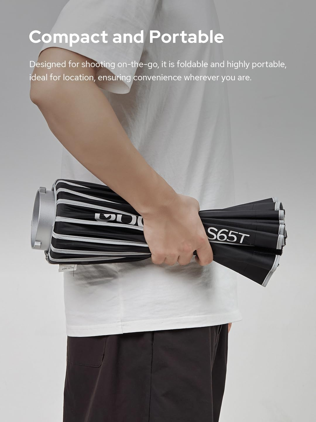 Godox Softbox Godox S65T 65Cm/25.6In Quick Release Umbrella Softbox, Bowens Mount with Removable Front and Inner Diffusers for Photography, Live Streaming and Travel image number 2