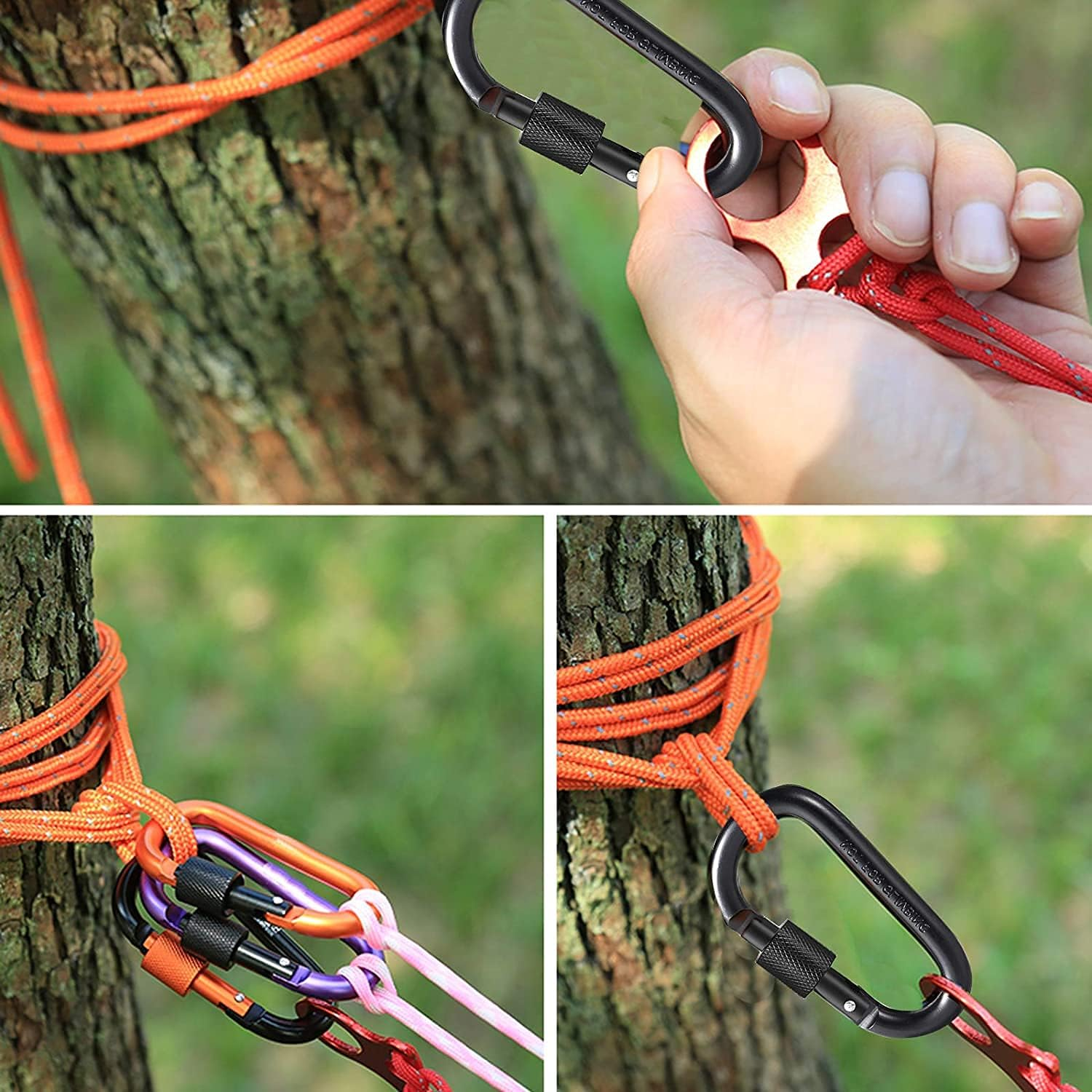 Softcutelee Aluminum Alloy Carabiner Heavy Duty D Ring Clip Hook Locking Carabiner D Shape Keychain Camping Accessories for Outdoor, Fishing, Hiking, Traveling, Fishing, Backpack image number 4