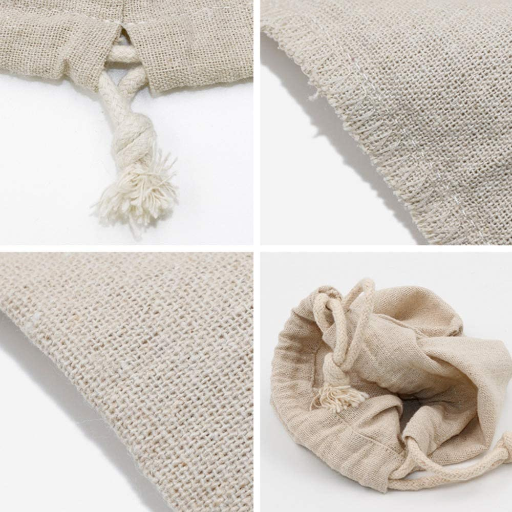 Large Natural Linen Drawstring Bags 2 Packs Reusable Mesh Accessory Storage Washable Eco-Friendly Shopping Bag 30X39Cm&hellip; image number 4