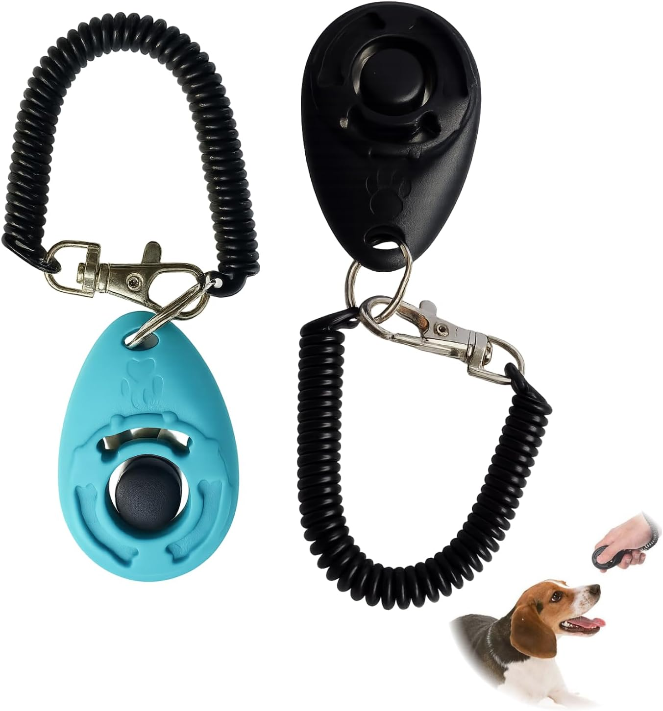 2 Pack Dog Training Clicker with Wrist Strap Professional Pet Clicker for Obedience, Trick Training Behavior Correction Loud Metal Clickers Black Blue image number 1
