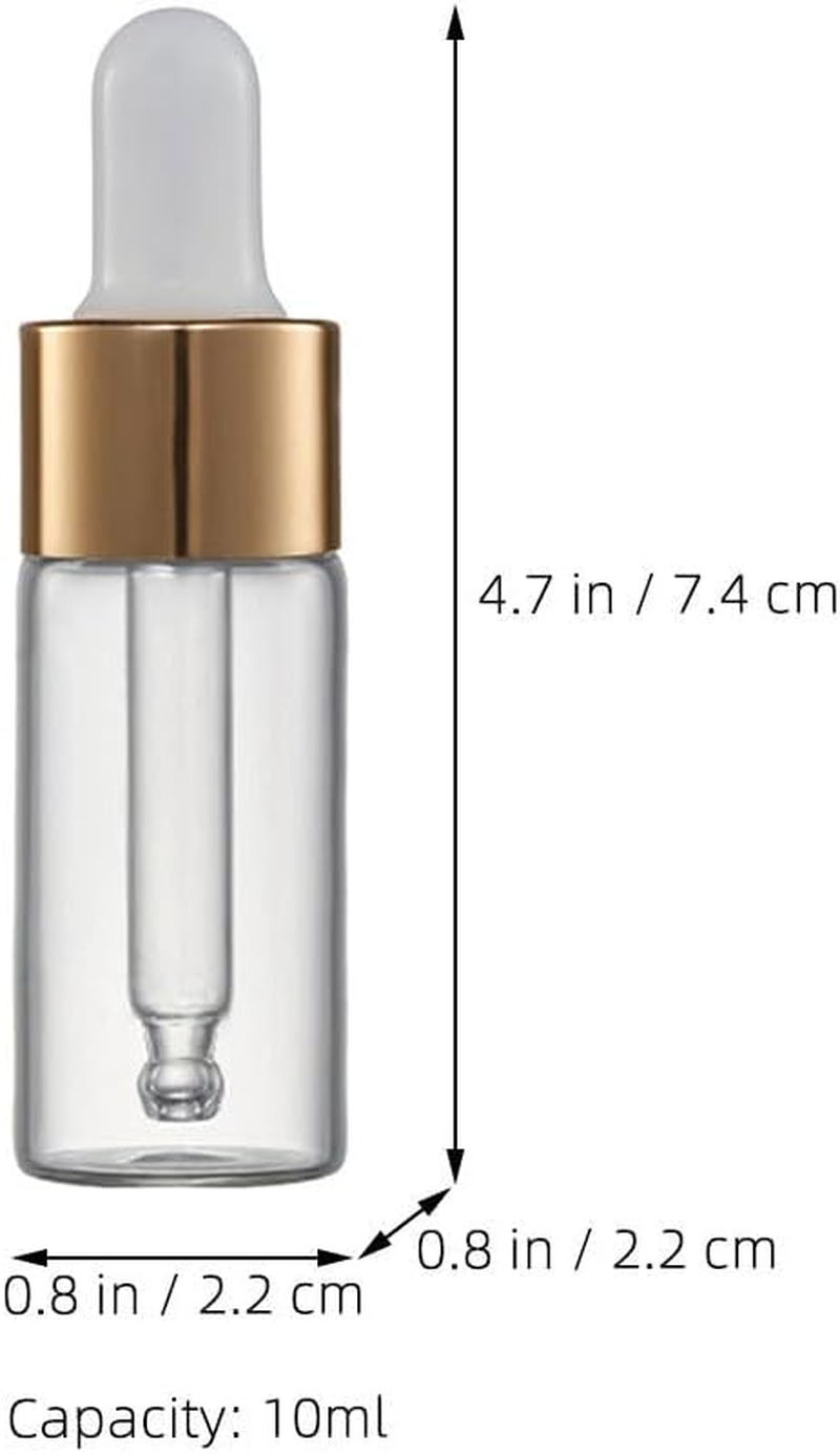 Gogogmee 10Pcs Glass Essential Oil Bottles - 10 Ml Dropper Refillable Household Oil Dropper Bottles Travel Mini Glass Subbottles for Aromatherapy image number 5