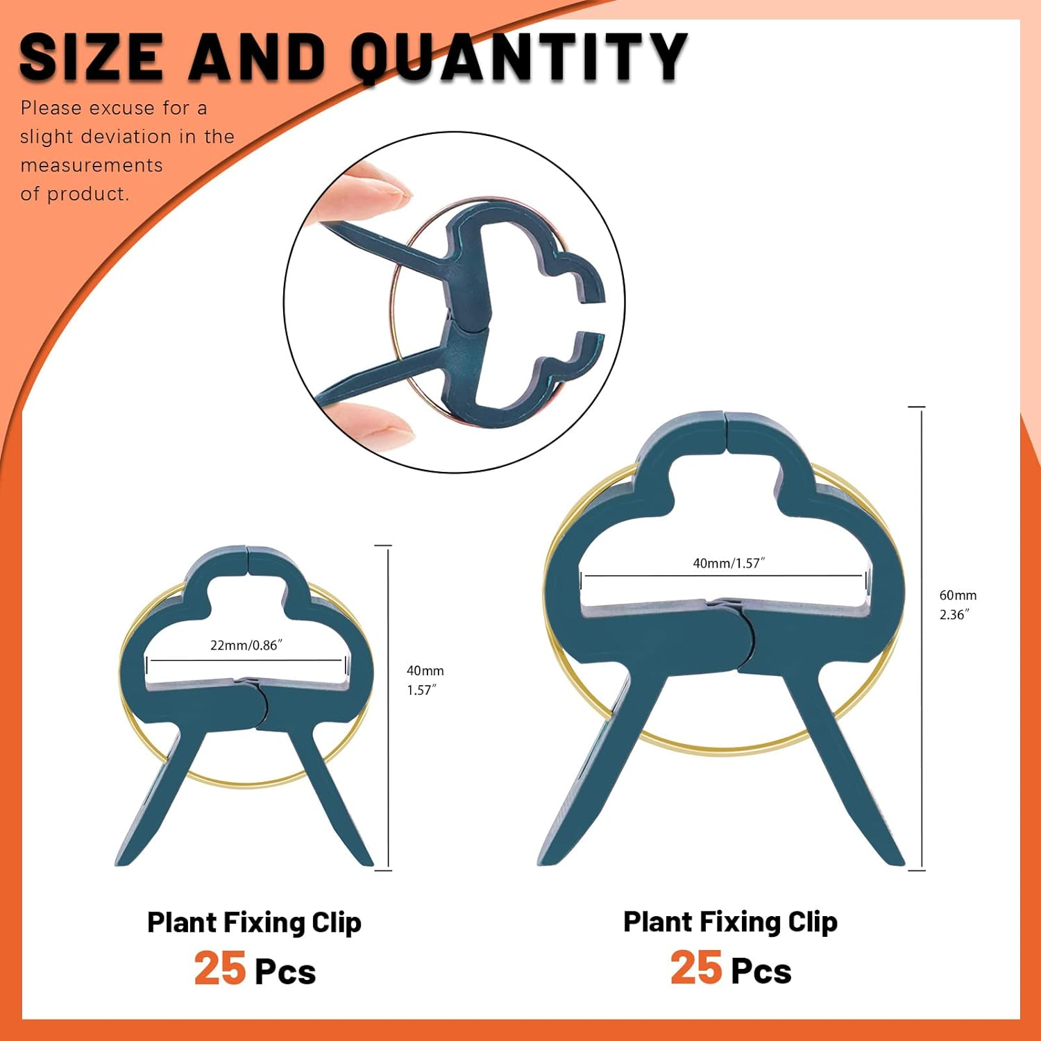 Tanstic 50Pcs Green Plant Support Clips Kit, 2 Sizes Plant Clips Garden Clips, Gardening Plant Flower Lever Loop Gripper Clips for Supporting and Straightening Stems, Stalks, Vines image number 5