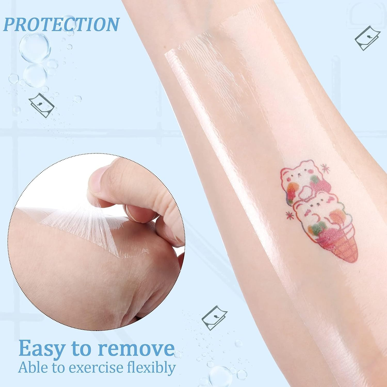 Transparent Stretch Adhesive Bandage, 5.9 Inch X 11 Yard - Waterproof Clear Film Dressing Bandages, Tattoo Bandages Shower Shield Dressing Tape for Tattoos Swimming Showering image number 3