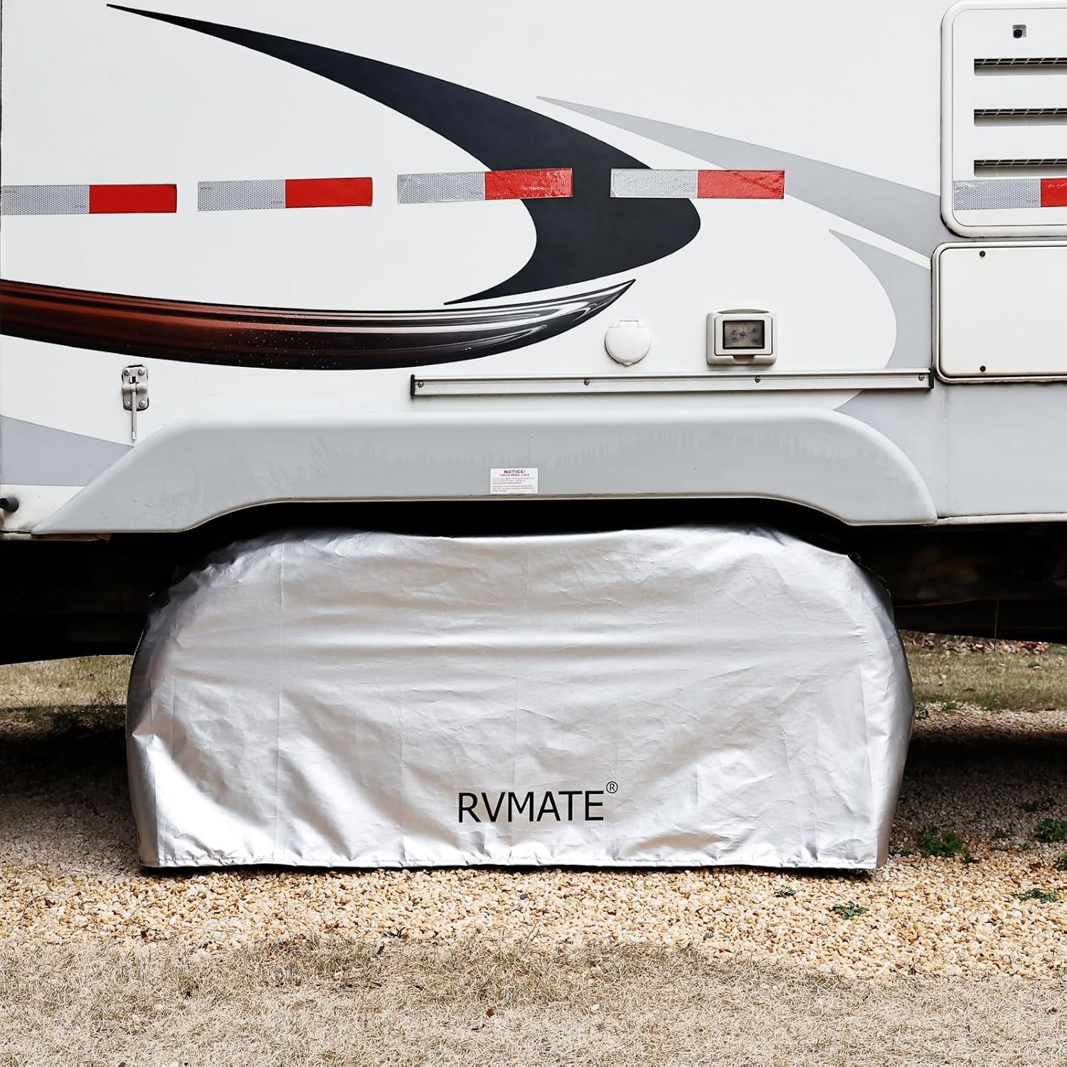 RVMATE RV Tire Covers, Dual Axle Wheel Cover (2 Pack) Fits 30"-33" Diameter Tires, Waterproof Anti-Uv 420D Oxford Silver Dual Tire Covers RV Accessories for Rv/Truck/Trailer image number 2