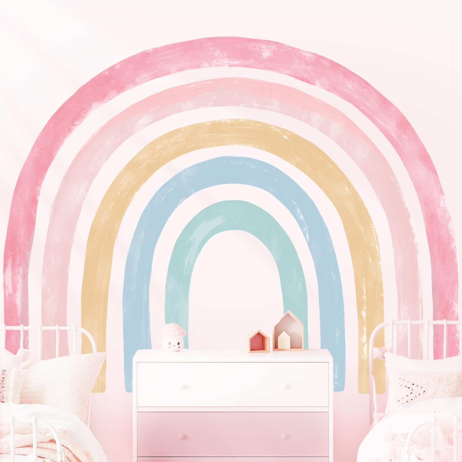 DECOWALL SG4-2429 Watercolor Rainbow Wall Stickers Kids Decals Playroom D&eacute;cor Room Girl Large Nursery Toddler Peel and Stick Baby Art Classroom image number 5