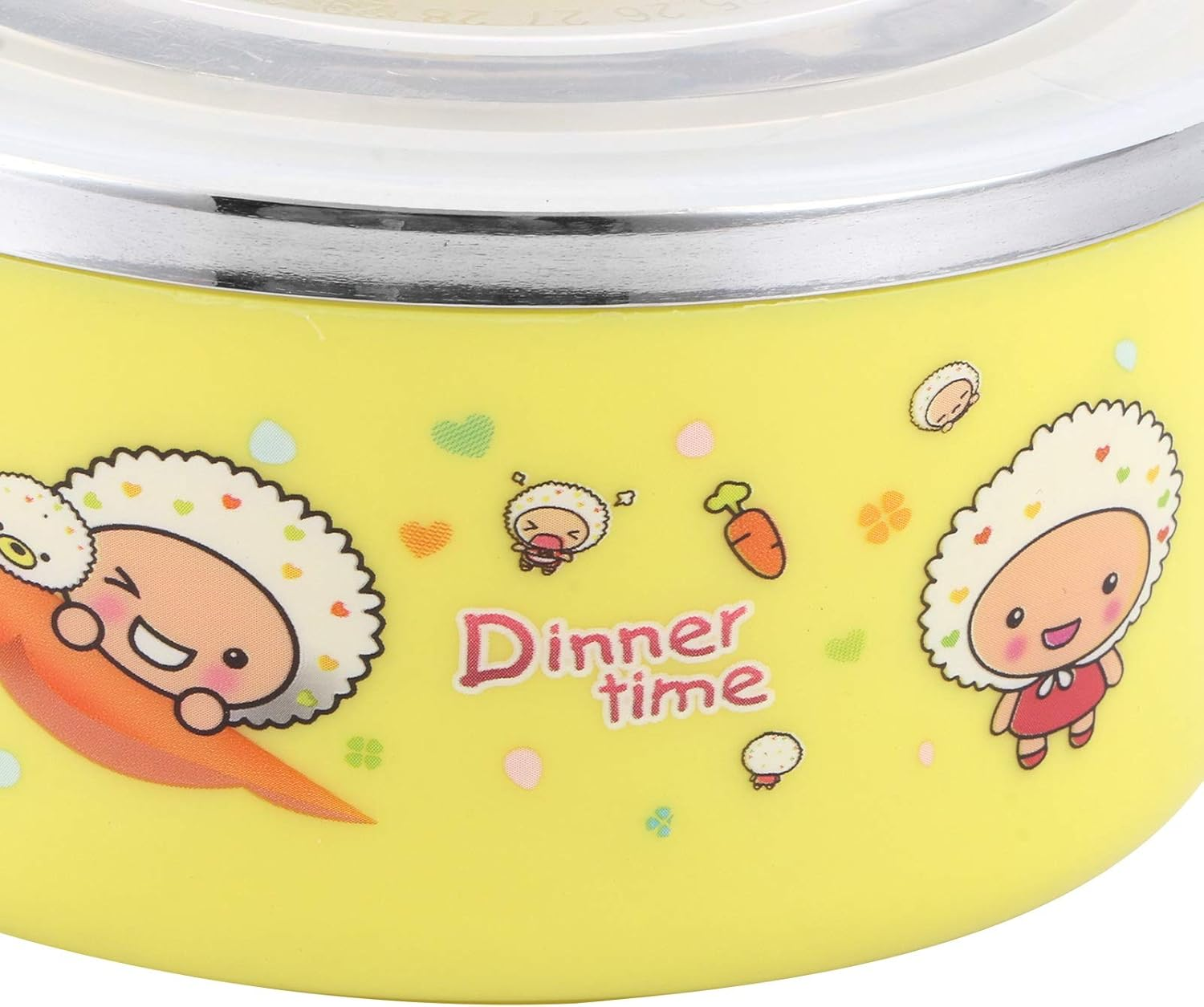 Children Cartoon Stainless Steel Feeding Bowl Heat Insulation Baby Rice Bowl Kids Kitchen Utensils (Yellow) image number 1