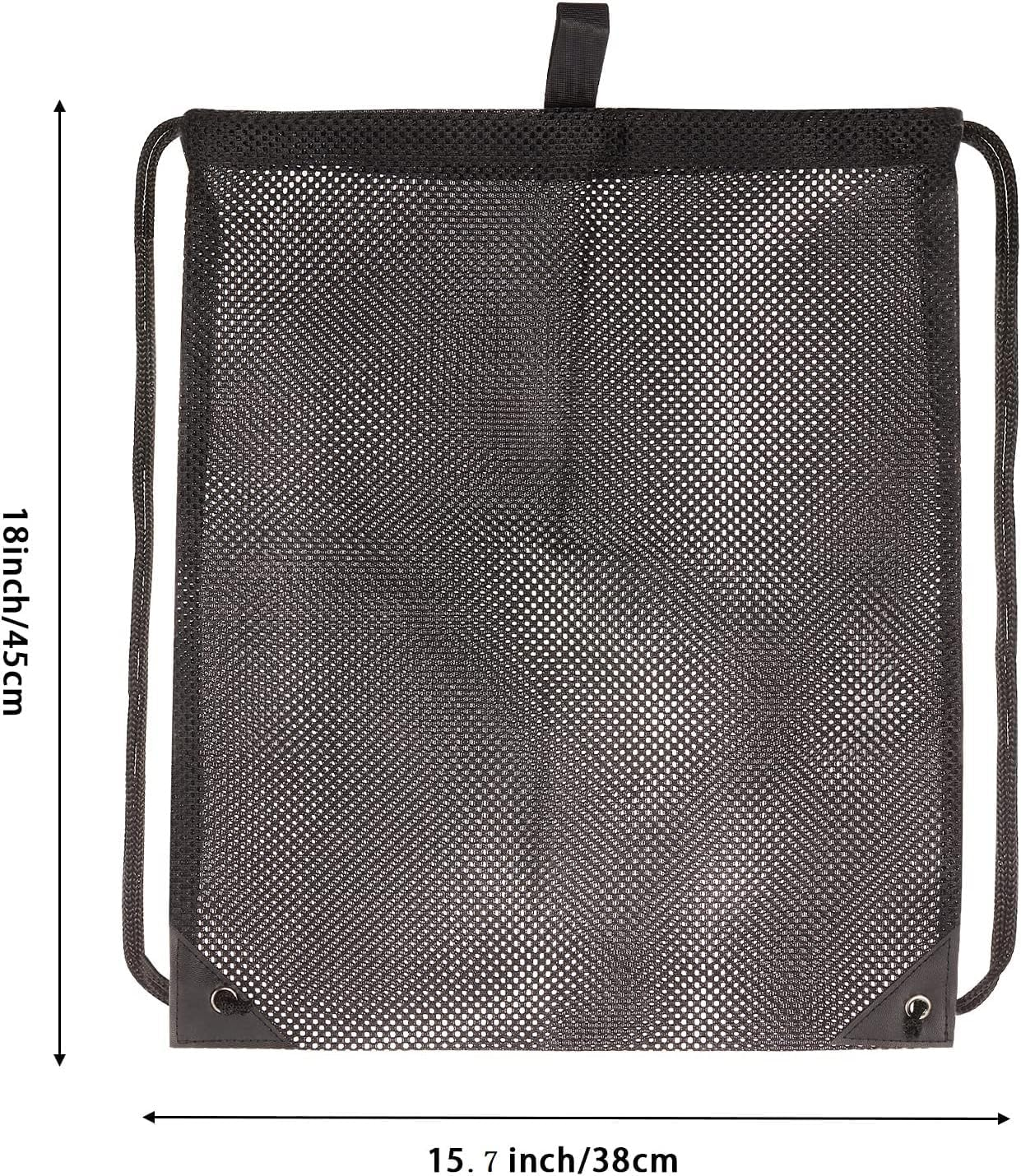 2-Pack Mesh Drawstring Bag, Mesh String Bag for Gym Laundry Seashell and Beach Finds, Mushroom Hunting Bag (Black, One Size) image number 5