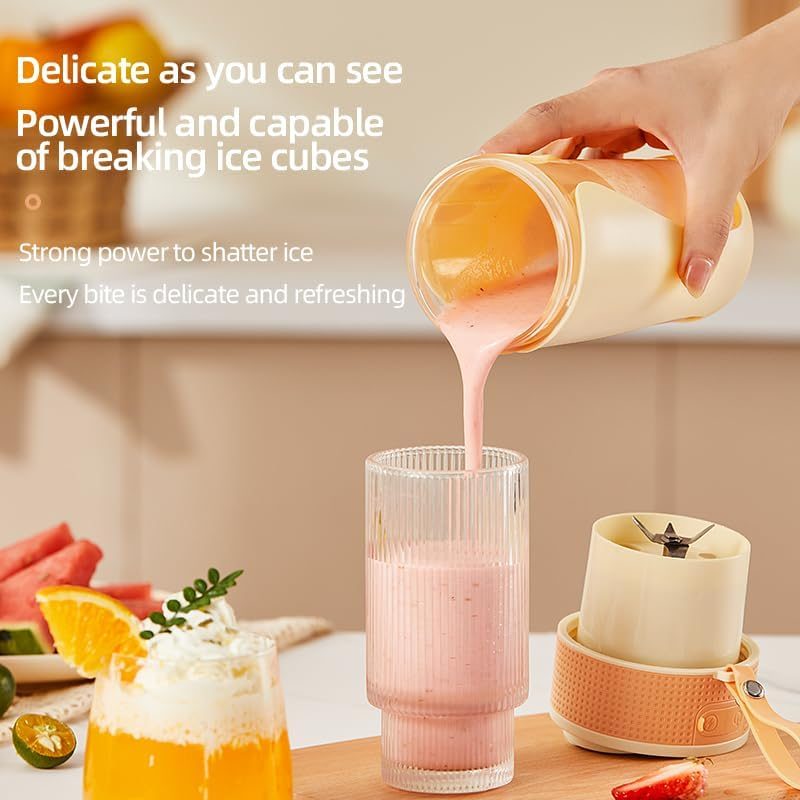 2025 Portable Blender Juicer 450Ml Rechargeable Cordless Smoothie Maker, Ready to Drink, Type-C Charging, Travel Juice Blender for Gym/Office/Camping. (Orange) image number 2