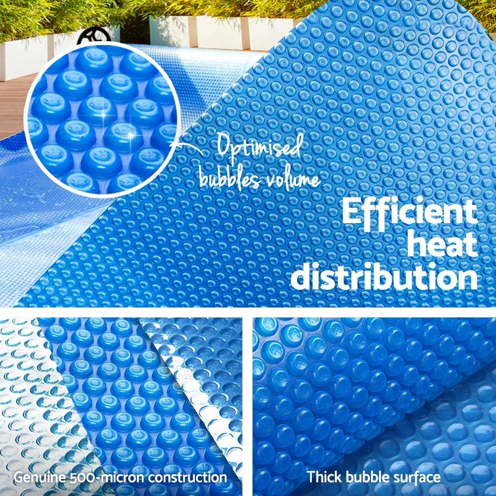 Aquabuddy Pool Cover Blue 8X4.2M 500 Micron Swimming Pools Covers, above Ground Rollers, Bubble Blanket Heater Garden Blankets Summer Rectangle Outdoor image number 4
