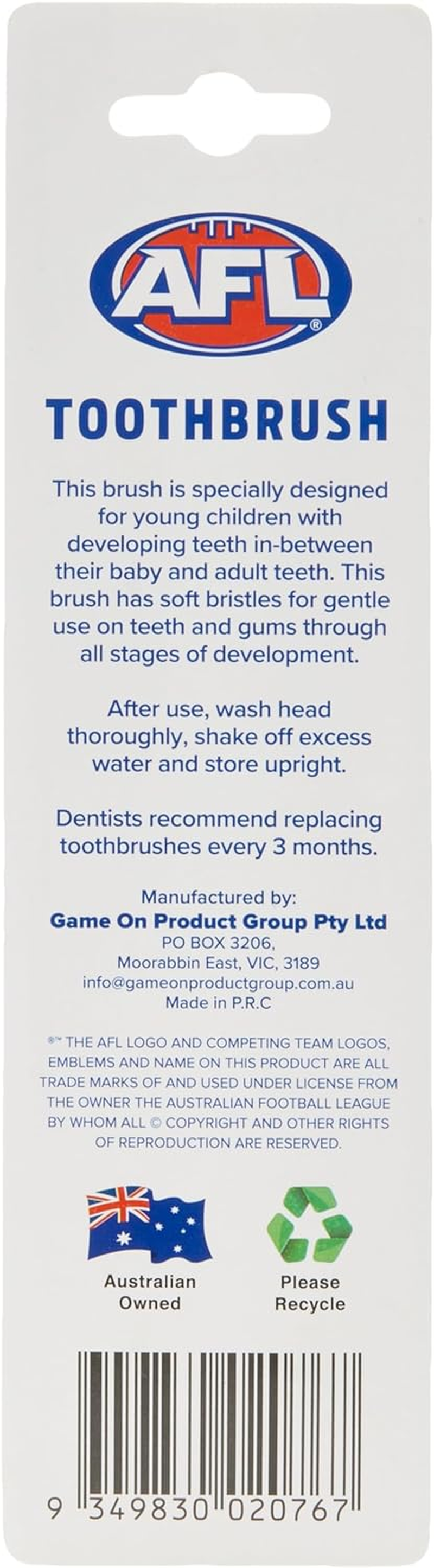 AFL Kids Essendon Mascot Toothbrush (Pack of 2) image number 1