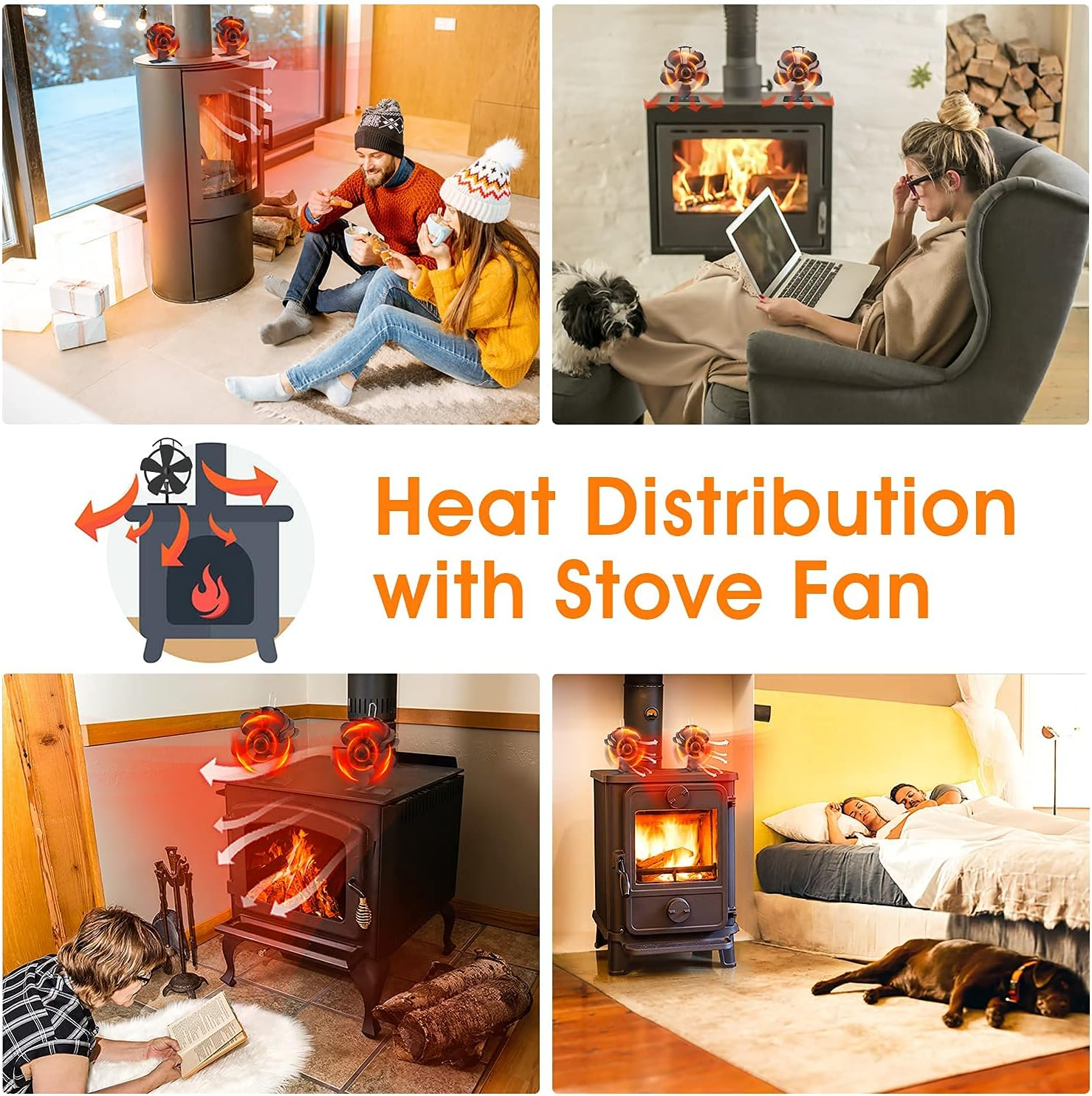 5 Blades Fireplace Fan Heat Powered Stove Fan Silent Wood Stove Fan for Fireplace Heat Activated Fan Woodstove Fan Ecofan for Home Fireplace Wood Burning Log Burner (5 Blade Fireplace Fan) image number 4