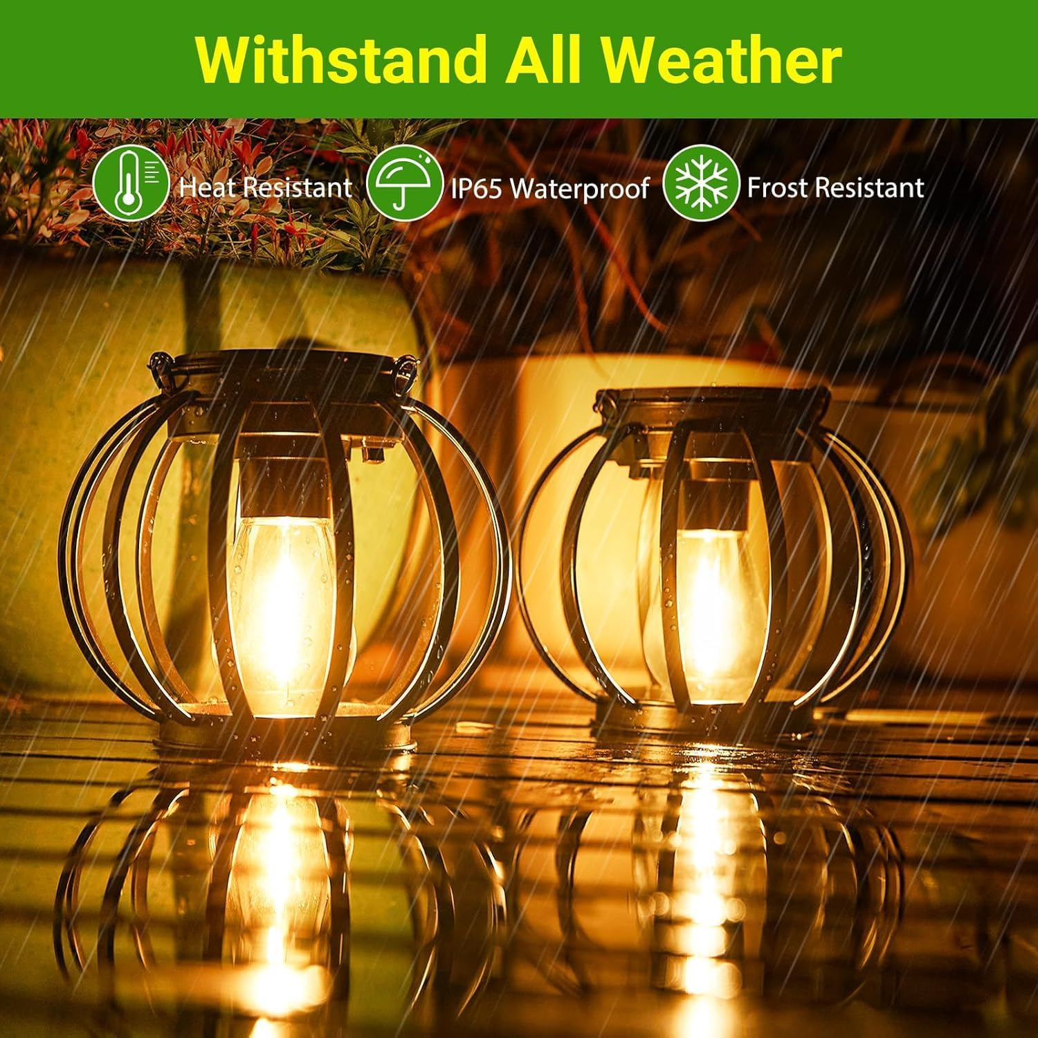 2Pack Solar Lanterns Outdoor, Upgraded Solar Lights for outside Decorative Outdoor Hanging Lights Waterproof Auto On/Off Solar Lantern Lighting for Yard Patio Pathway Tree Garden Decor image number 6
