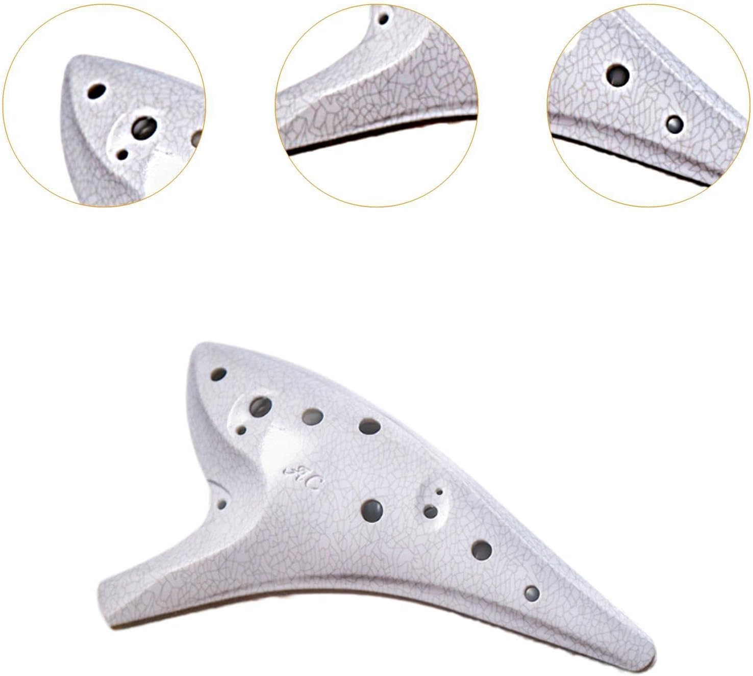 Qianly Professional Alto C Ocarina with Pouch, Ideal for Beginners, White image number 5