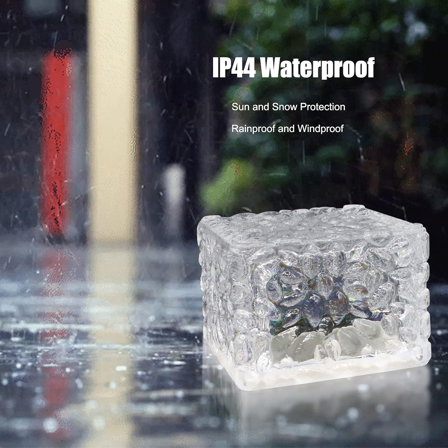 MEDOYOH 4PCS Warmwhite Light Solar Light PVC Brick, Solar LED Brick Light with Light Sensor, On/Off Solar Path Lights Outdoor Garden Ornaments for Lawn Path Courtyard Deck Ground Pond, 7X7X5Cm