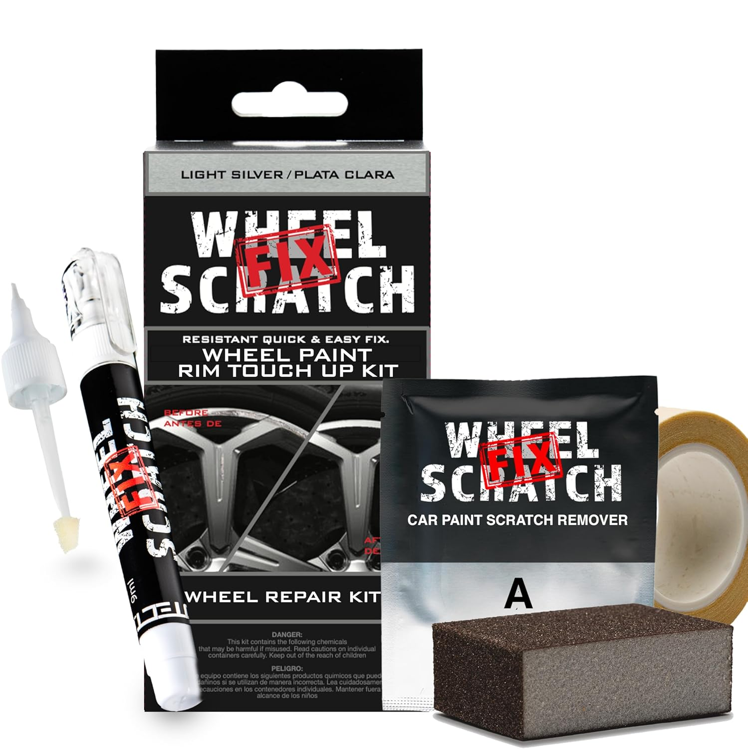 Wheel Scratch Fix Quick and Easy Wheel Touch up Kit Universal Colors (Light Silver)