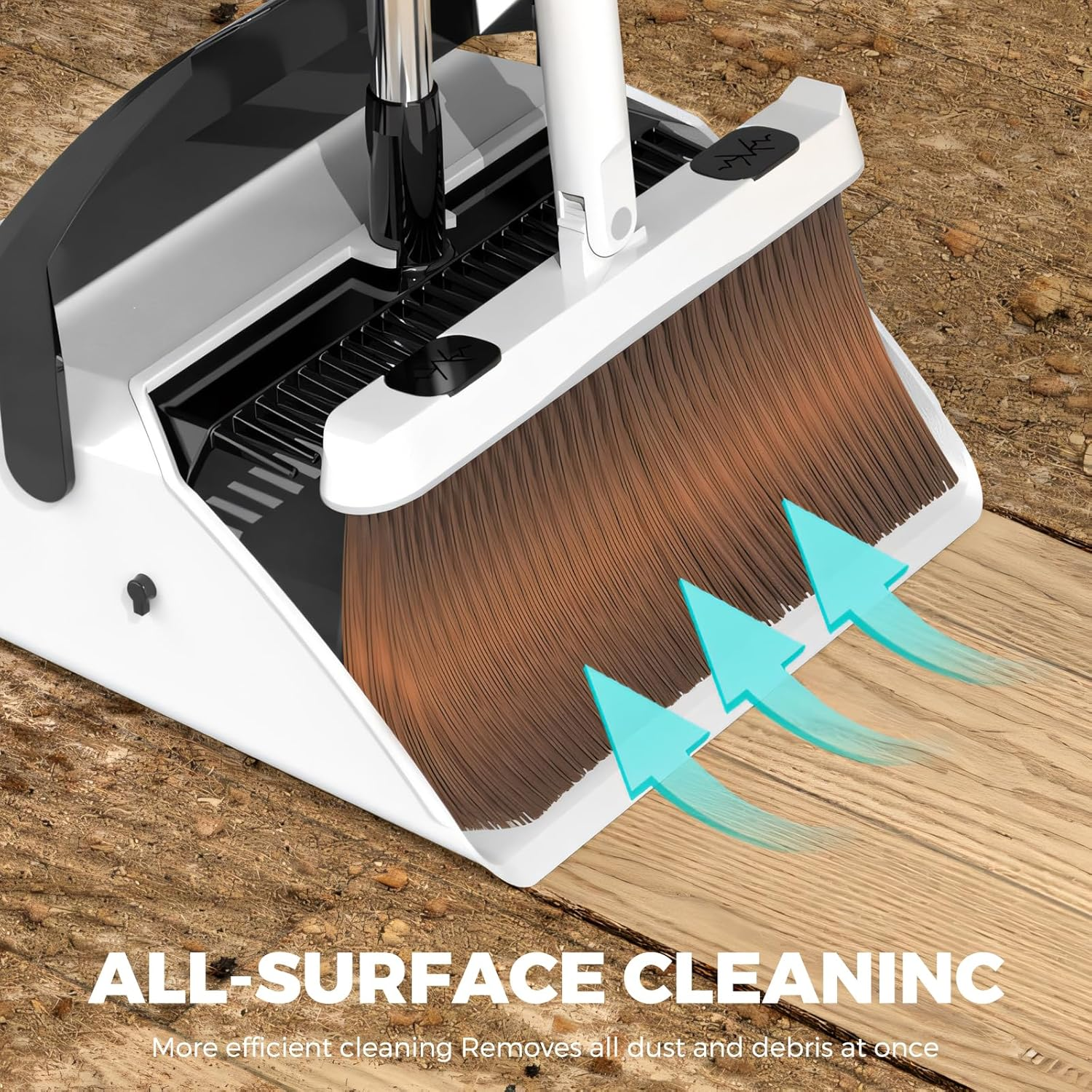 3 Pack Commercial Heavy Duty Broom and Dustpan with Comb Set, Perfect Dustpan and Brush Combination for Efficient Home Cleaning, Yellow and Blue image number 4