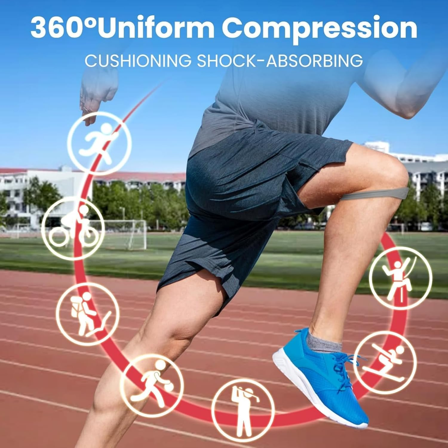 Adjustable Knee Brace for Women & Men with Patellar Tendon Support - 2Pcs Compression Knee Strap for Pain Relief, Arthritis, Meniscus Tear, Running, Hiking, Sports - Non-Slip, Waterproof Design (Gray) image number 4