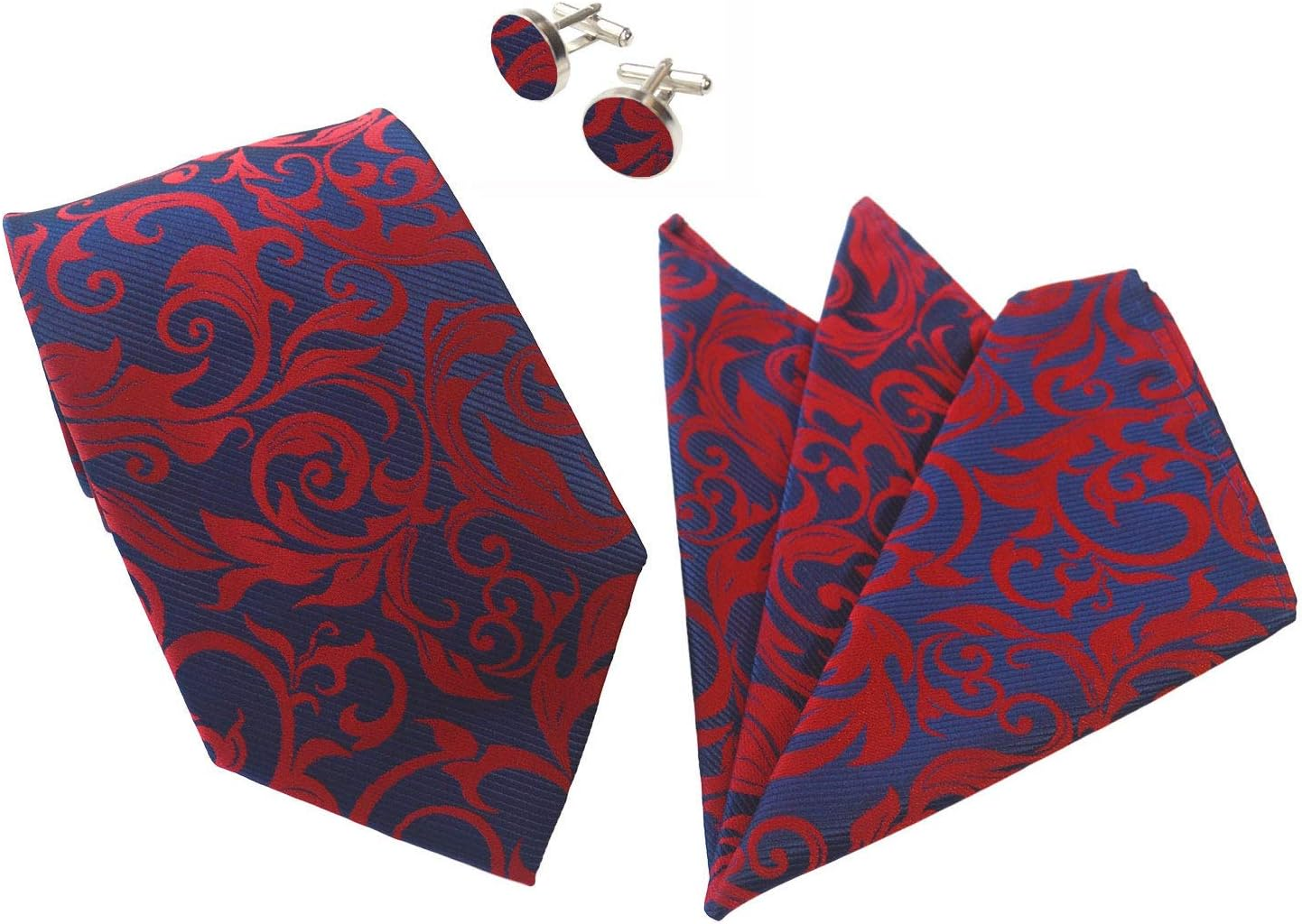 Men'S 8Cm Paisley Floral Jacquard Silk Tie Necktie Formal Wedding Hanky Cufflinks Set Ac8835