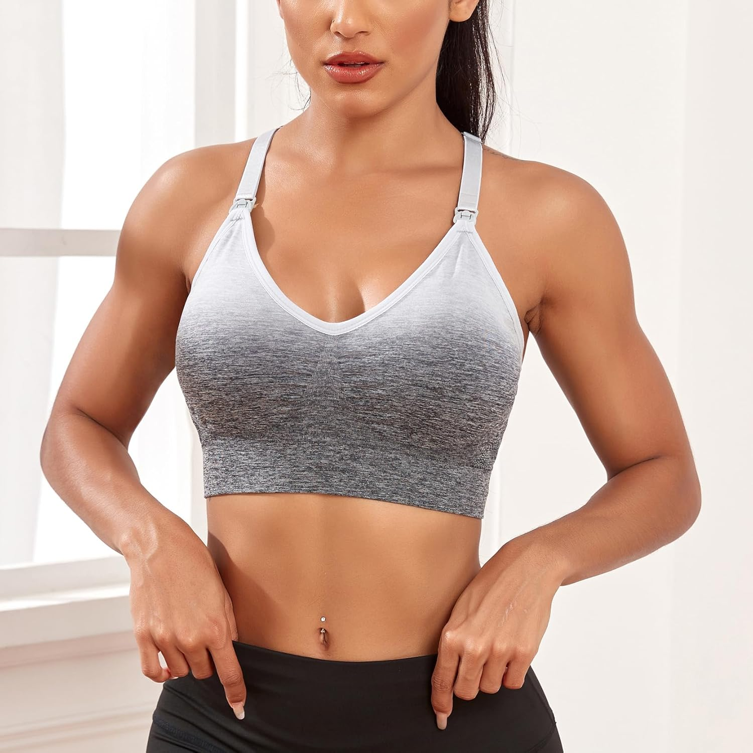 Suekaphin 3 Pack Sports Nursing Bra Full Cup for Breastfeeding,Maternity Sleeping Wirefree Nursing Bra image number 2