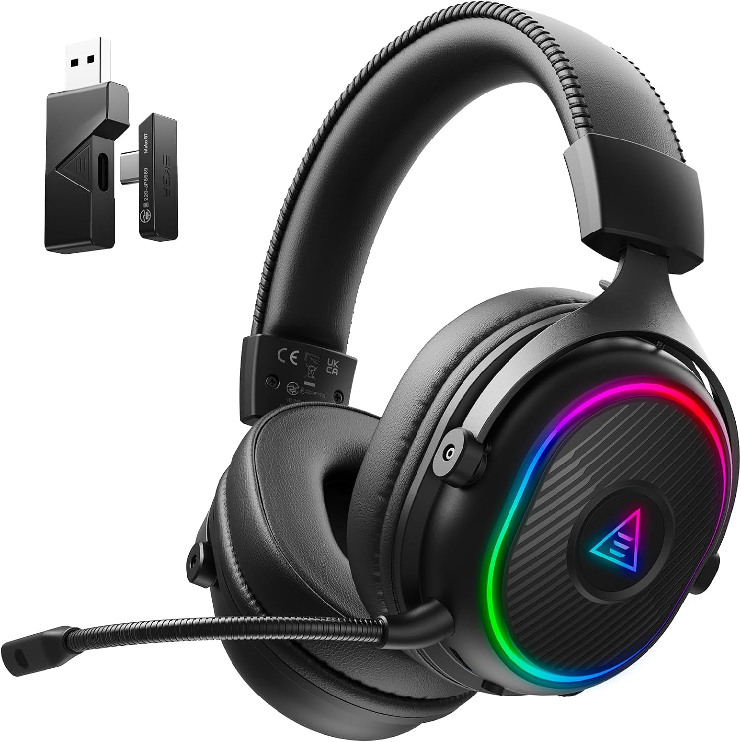 EKSA 2.4Ghz Wireless Gaming Headset for Ps5,Ps4,Pc,Switch,Mobile,Mac, Bluetooth 5.3 Gaming Headphones with Detachable Microphone, RGB, 30Ms Latency, 50H Battery, Stereo Sound Headset for Xbox
