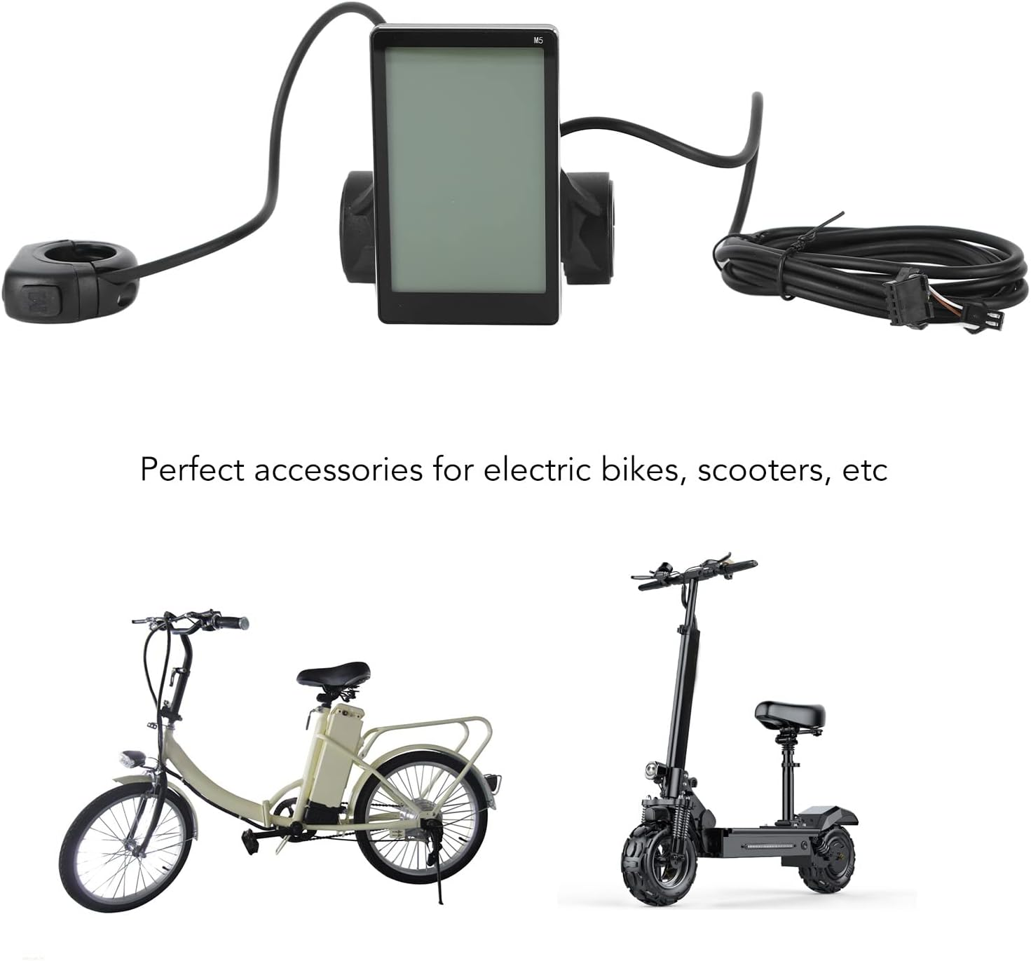 Electric Bike M5 LCD Display, 24V 36V 48V 60V 64V Universal Electric Scooter Display Panel Screen, Waterproof Portable ABS Ebike LCD Display for 31.8 22.2Mm Handlebar Ebike image number 6