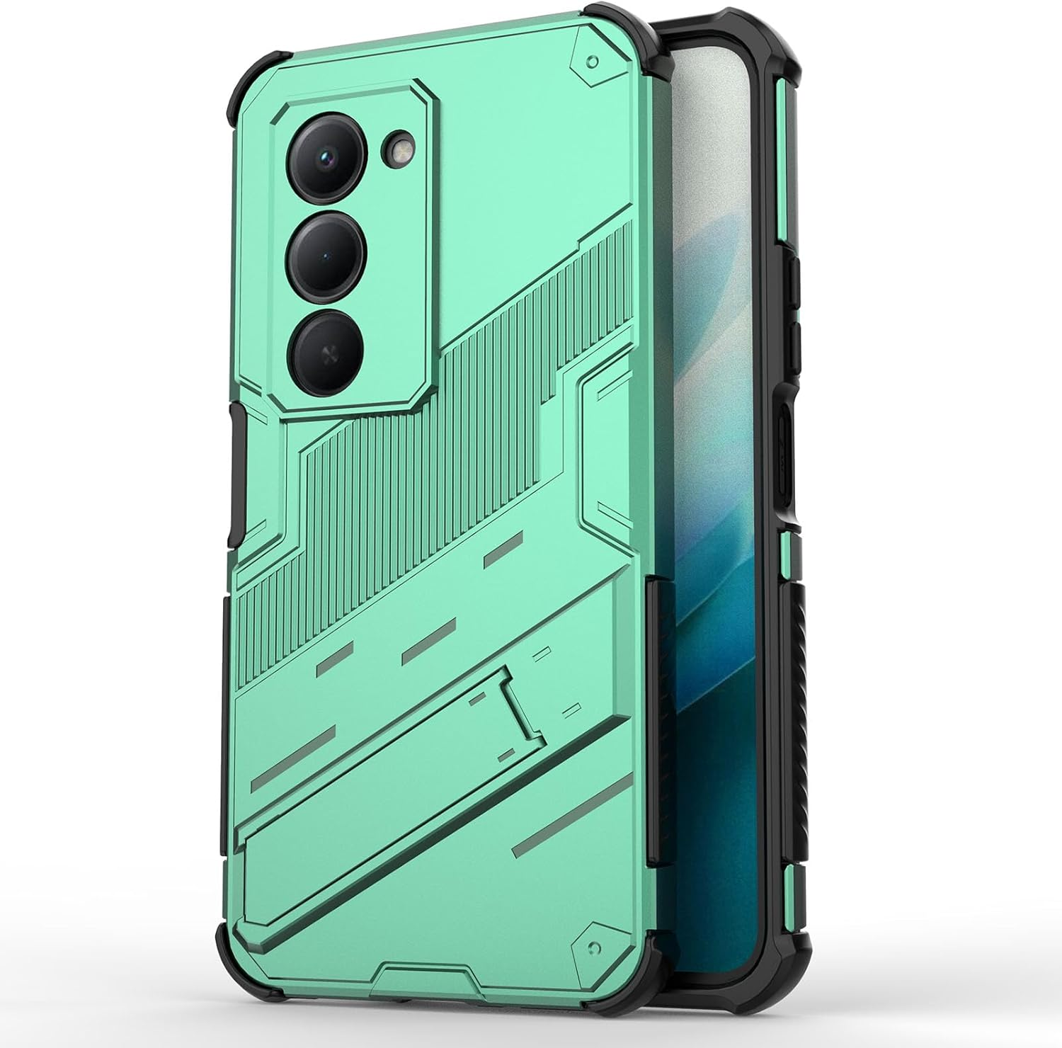 SEAHAI Case for Xiaomi Redmi 15 5G/4G, [Military Shockproof Case] Ultra Thin Hard PC Soft TPU Protective Mobile Phone Case with Sturdy Foldable Stand - Green
