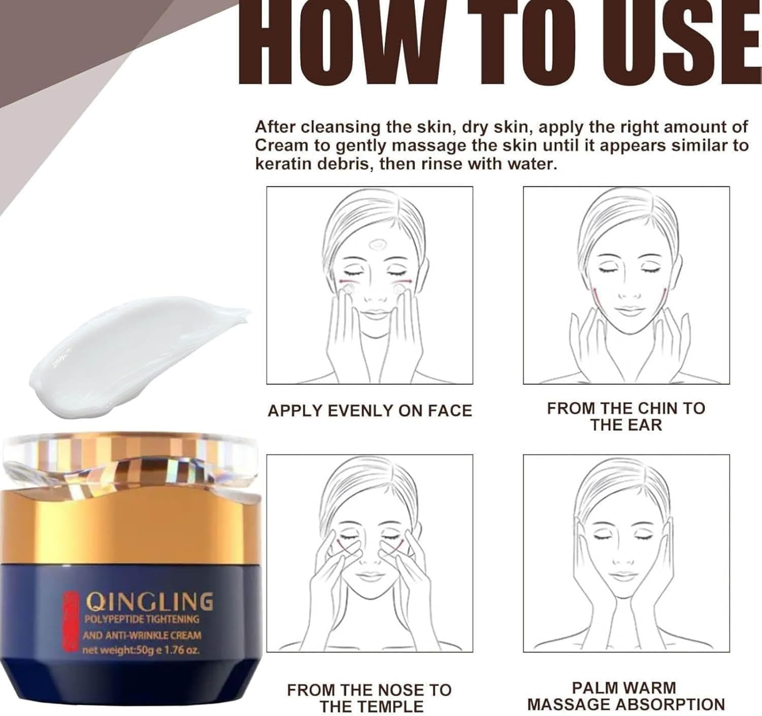 Qing Ling Face Cream, Qing Ling Face Cream anti Peptide, Day & Night Moisturizing Facial for Women & Men (1Pcs) image number 5