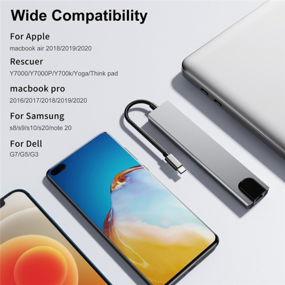 USB C Hub Docking Station, 8 in 1 Type C Hub USB C Dongle with HDMI 4K@60Hz, RJ45 Ethernet,100W Power Delivery, SD/TF Card Reader, 2 USB Ports, USB C to HDMI Hub for Macbook Pro Air and More image number 6