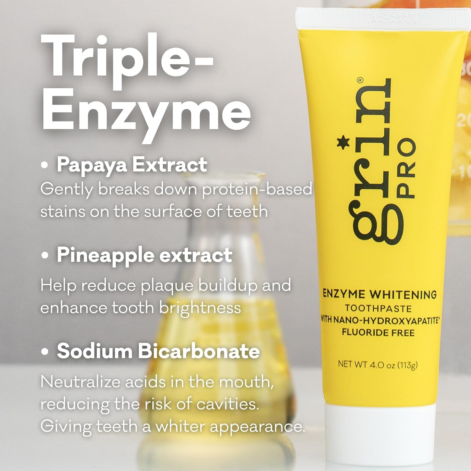 Grin Natural Whitening Toothpaste with Nano-Hydroxyapatite, Enzyme Formula, Fluoride Free, 113G, Made in New Zealand image number 2