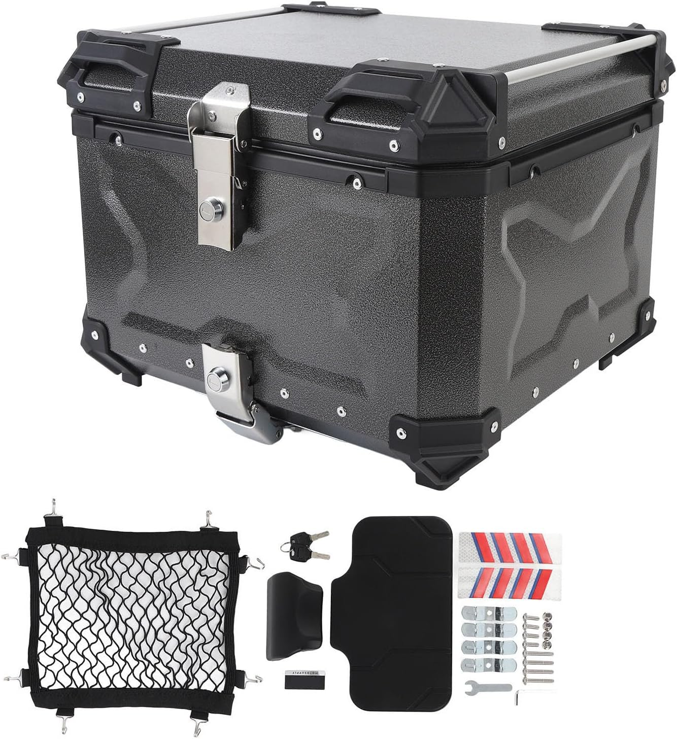 55L Motorcycle Top Case Aluminum Alloy Tail Trunk Luggage Storage Case with Security Lock Universal Motorcycle Tail Box Trunk for Helmet image number 2