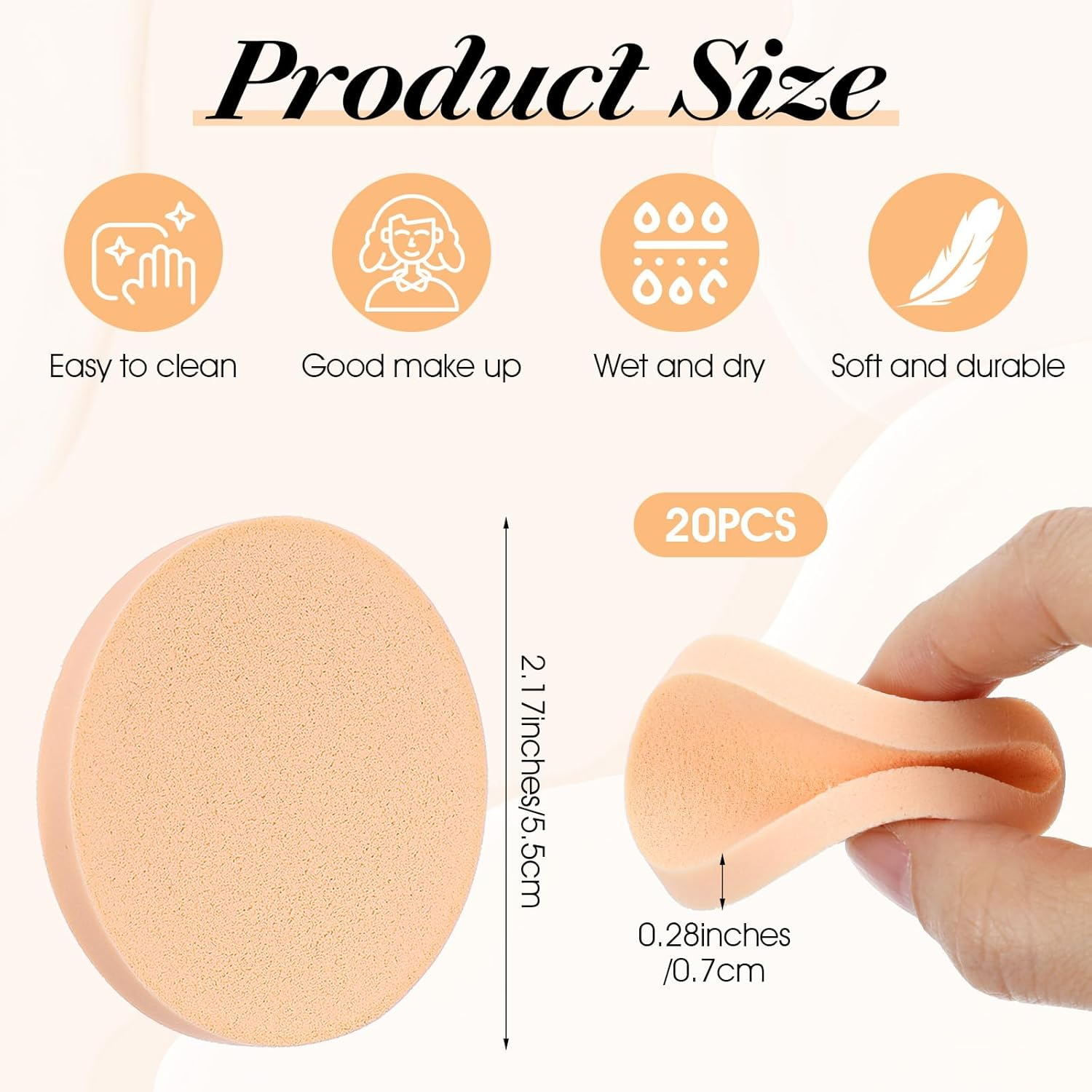 20 Pcs Nude round Makeup Sponge Cosmetic Sponge Make up Pads Makeup Sponges for Blending Beauty Make up Foundation Powder Blender for Liquid Foundation Cream Concealer, Wet and Dry Dual Use image number 2
