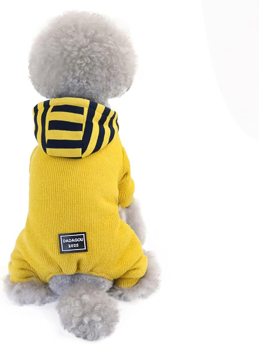 Dog Sweater Dog Clothes Fleece Dog Woolen Sweater Winter Warm Sweat Shirt 4 Legs Jumpsuit Simple Hoodie Fleece Sweater for Small Dog Medium Dog Cat Yellow S image number 6