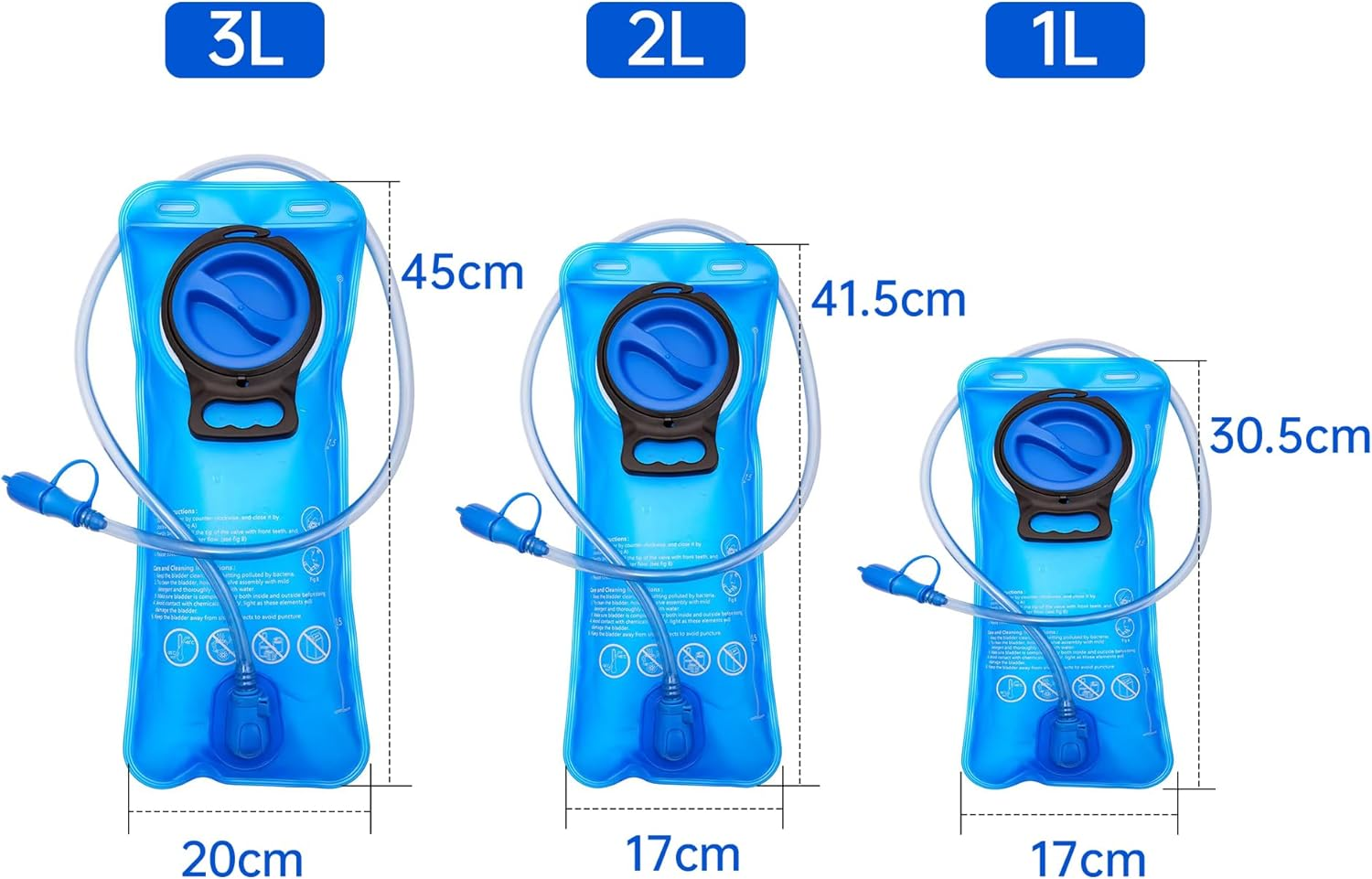 Foldable Hydration Bladder, 1L-2L-2.5L-3L Water Bladder Leakproof Water Bag Water Reservoir for Bicycling Hiking Camping Backpack