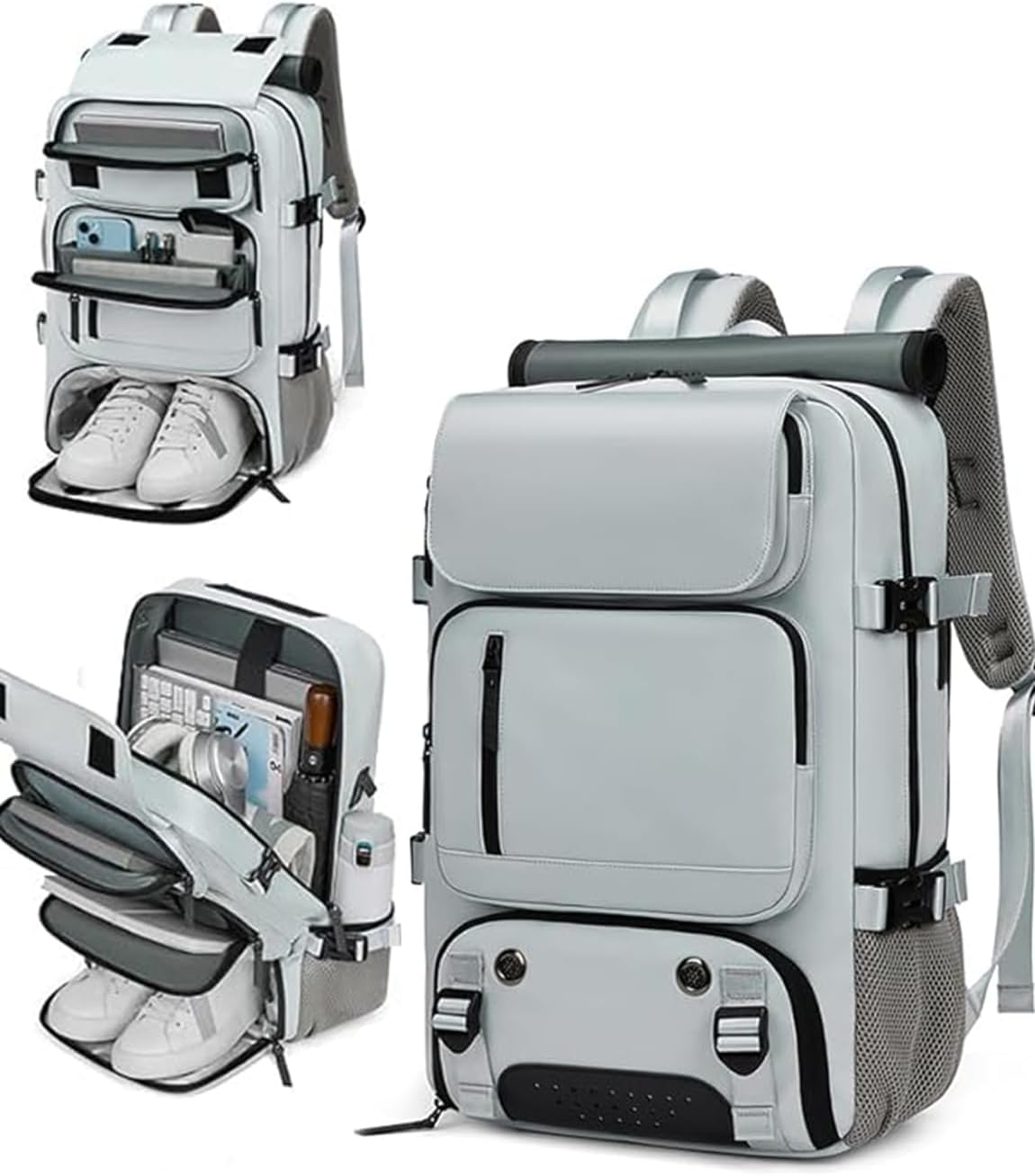 Betterlife Men'S Travel Backpack, Gray, Waterproof, with Shoe Pocket, USB Charging Port, Stylish Travel Large Capacity Backpack, Waterproof Laptop Bag image number 6