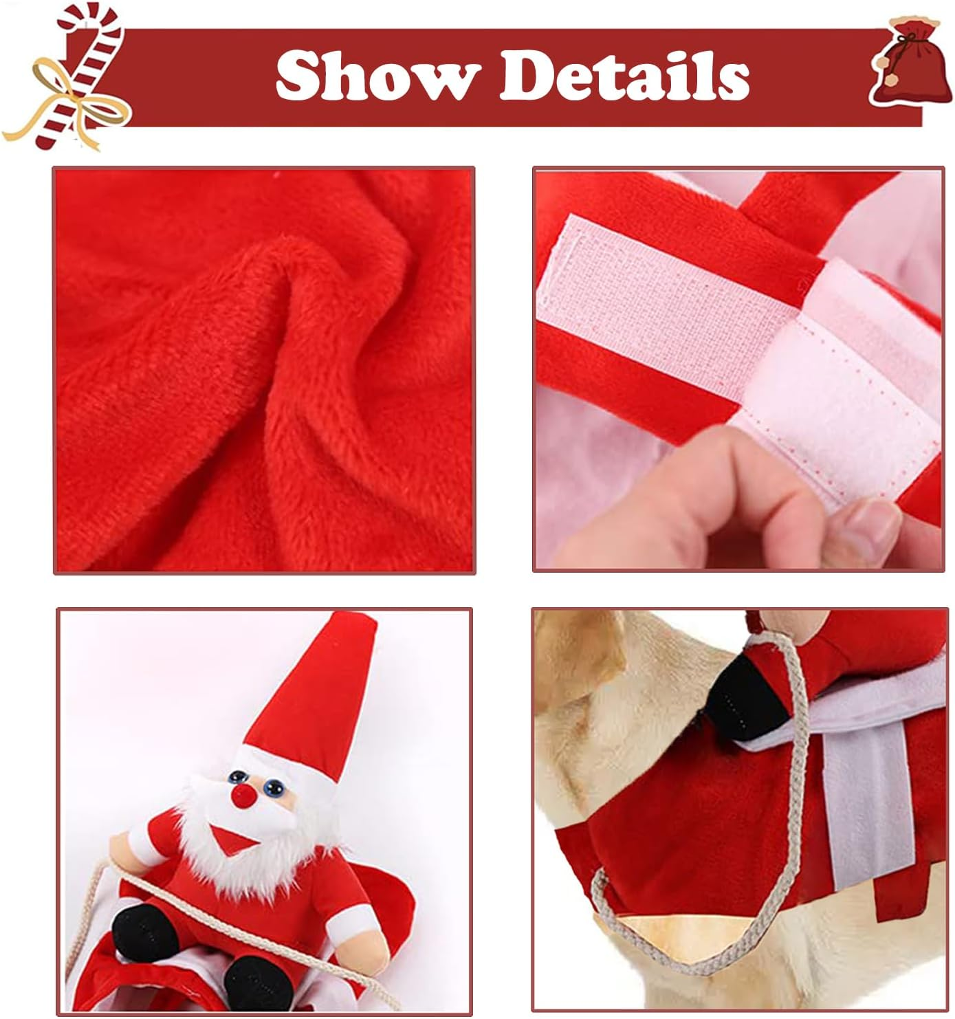 Dog Christmas Costume, Pet Dog Cat Christmas Clothes, Dog Santa Costume, Christmas Pet Clothes, Pet Clothes for Christmas, Party, Birthday (L) image number 1